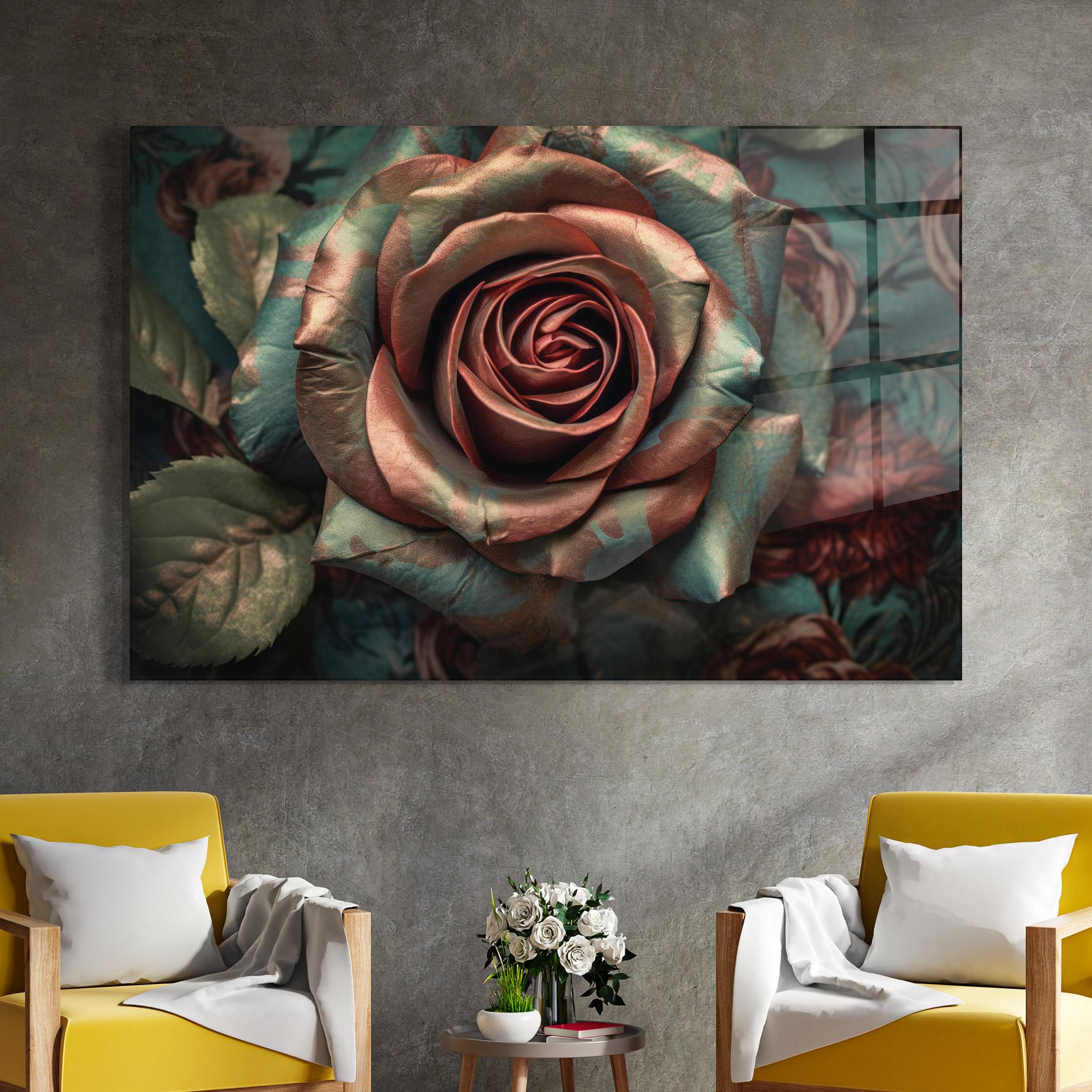 Obraz na Szkle Exotic Blue Rose mockup 4