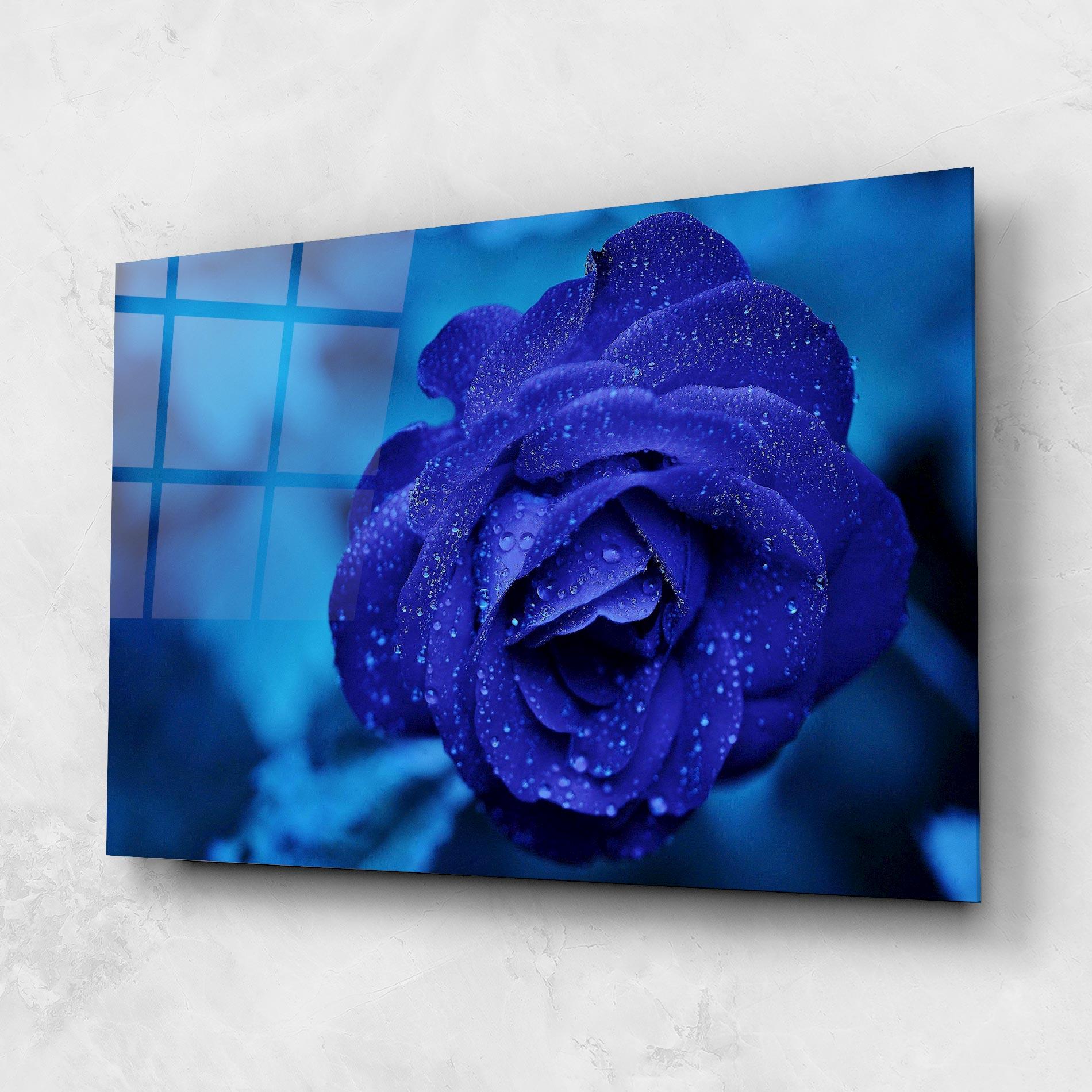 Obraz na Szkle Blue Water Rose mockup 1