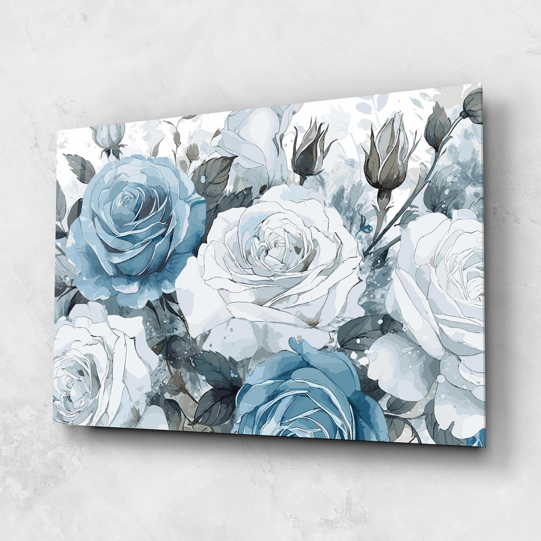 Obraz na Szkle Blue White Rose mockup 1