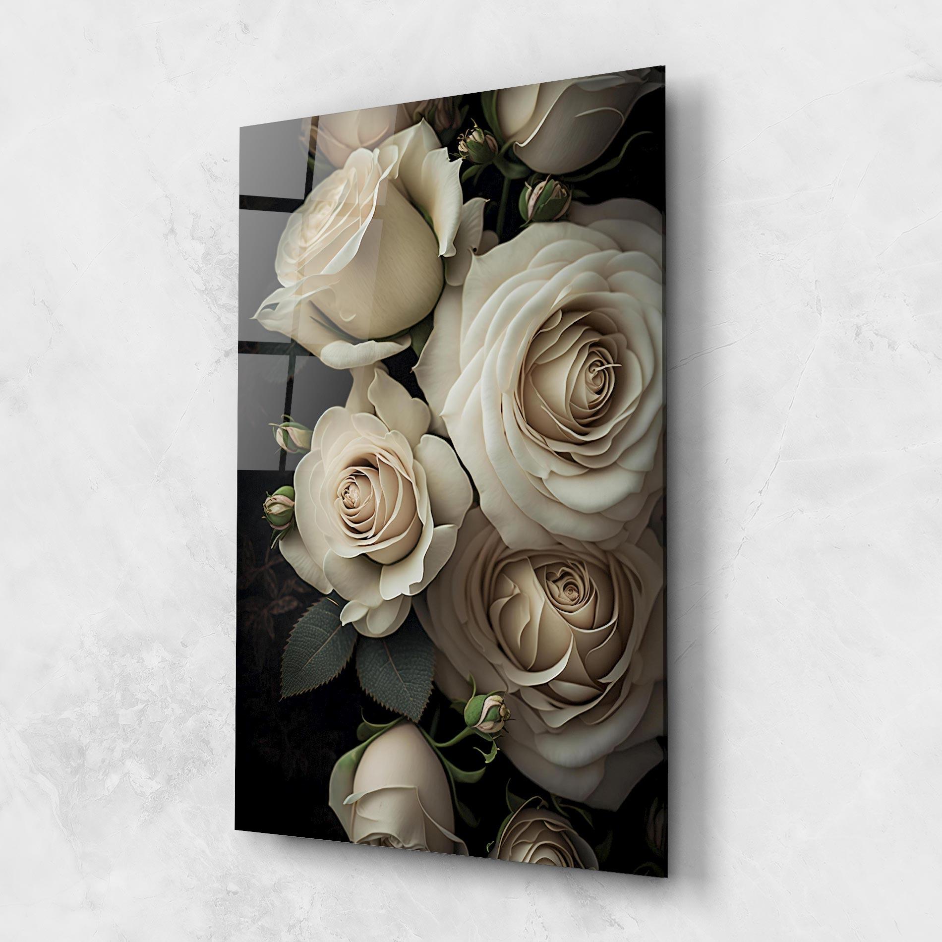 Obraz na Szkle Cream Roses Close Up mockup 1