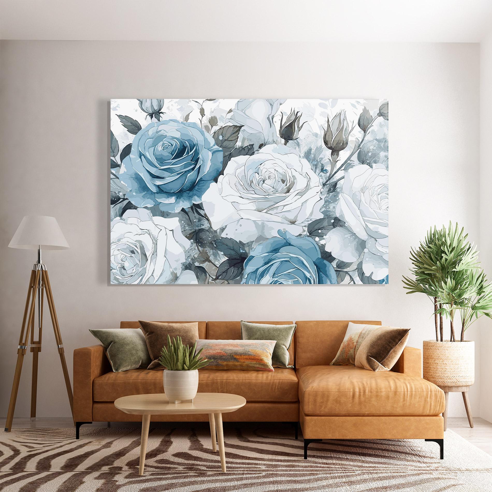 Obraz na Szkle Blue White Rose mockup 7
