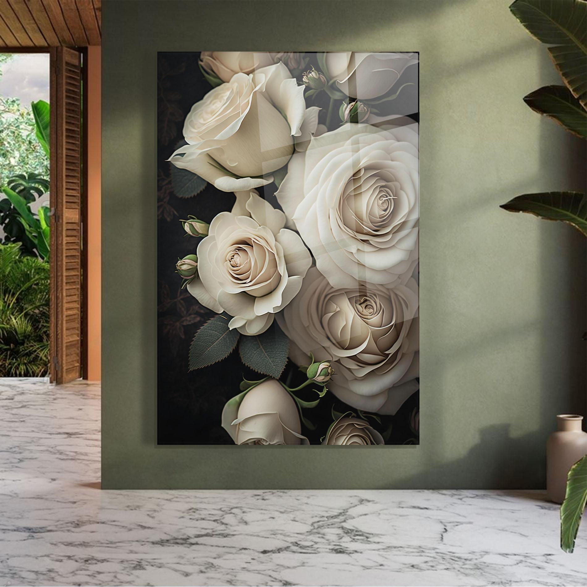 Obraz na Szkle Cream Roses Close Up mockup 7