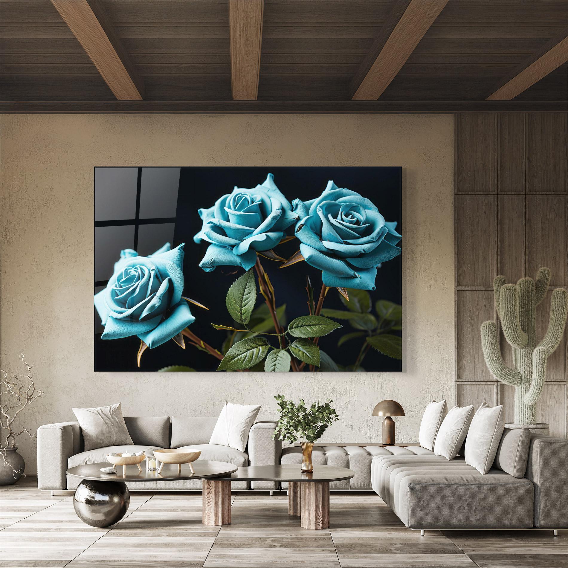 Obraz na Szkle Blue Roses mockup 8