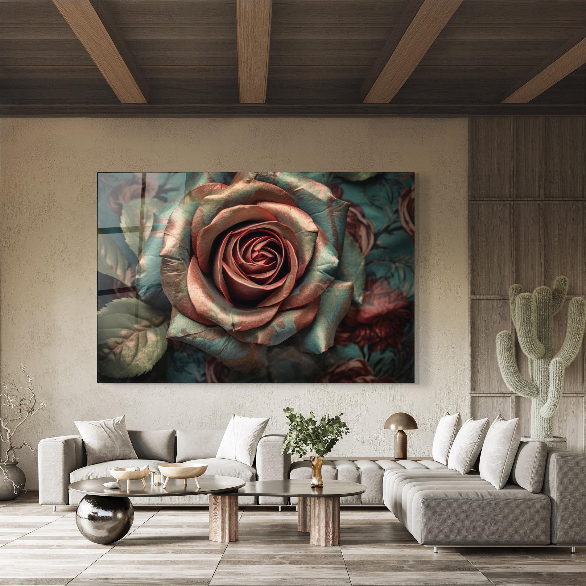 Obraz na Szkle Exotic Blue Rose mockup 8