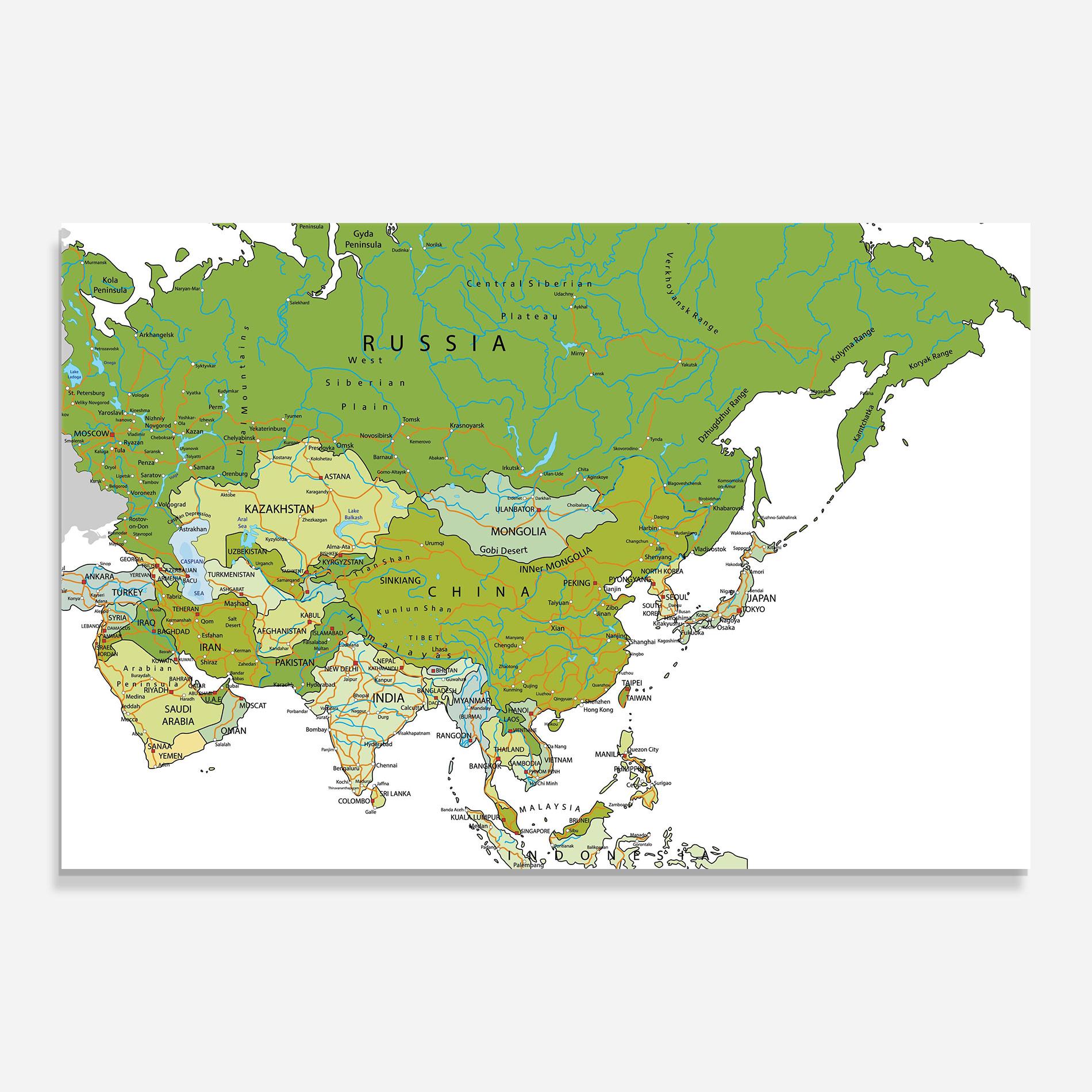 Obraz na Szkle Asia Green Map mockup 0