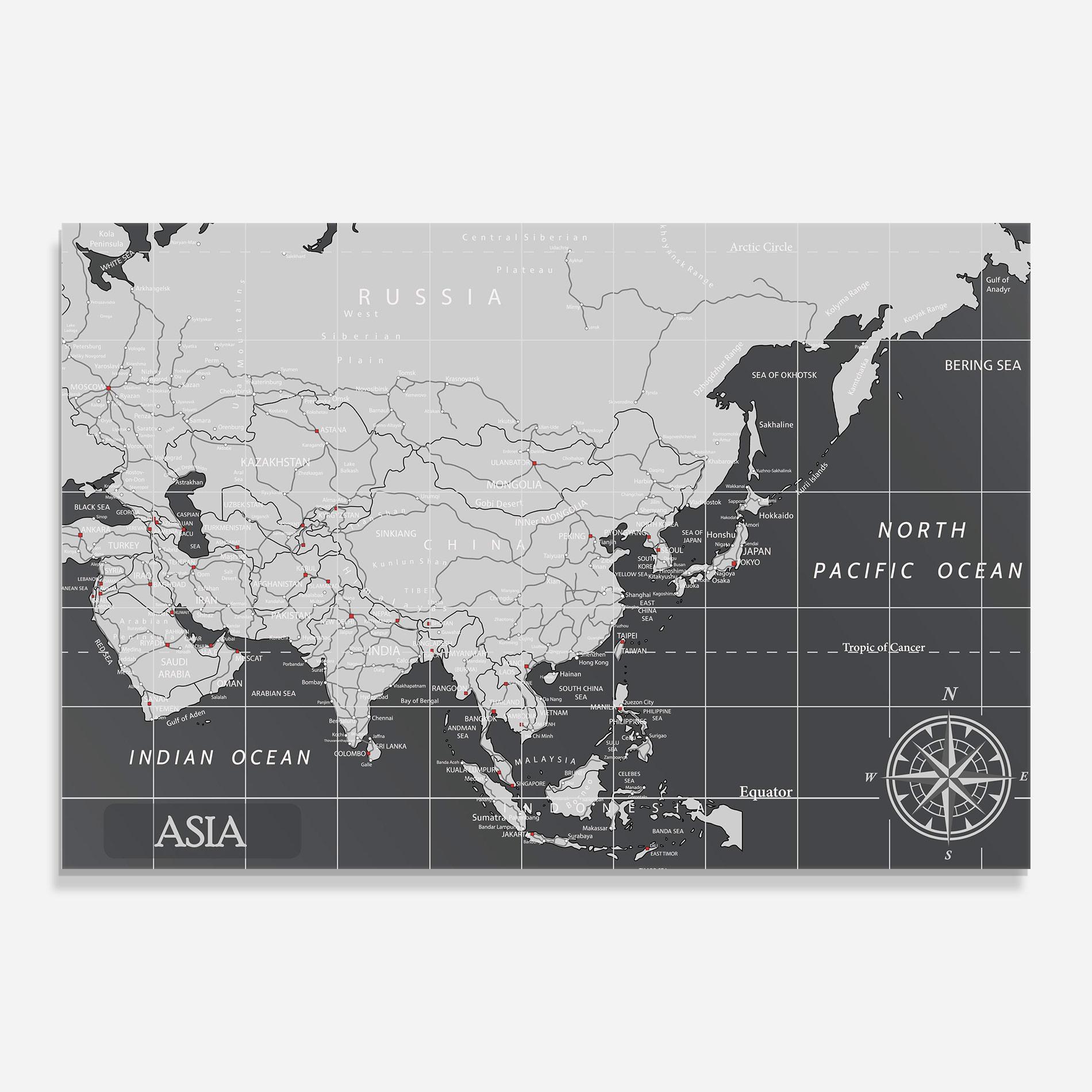 Obraz na Szkle Asia Minimal Map mockup 0