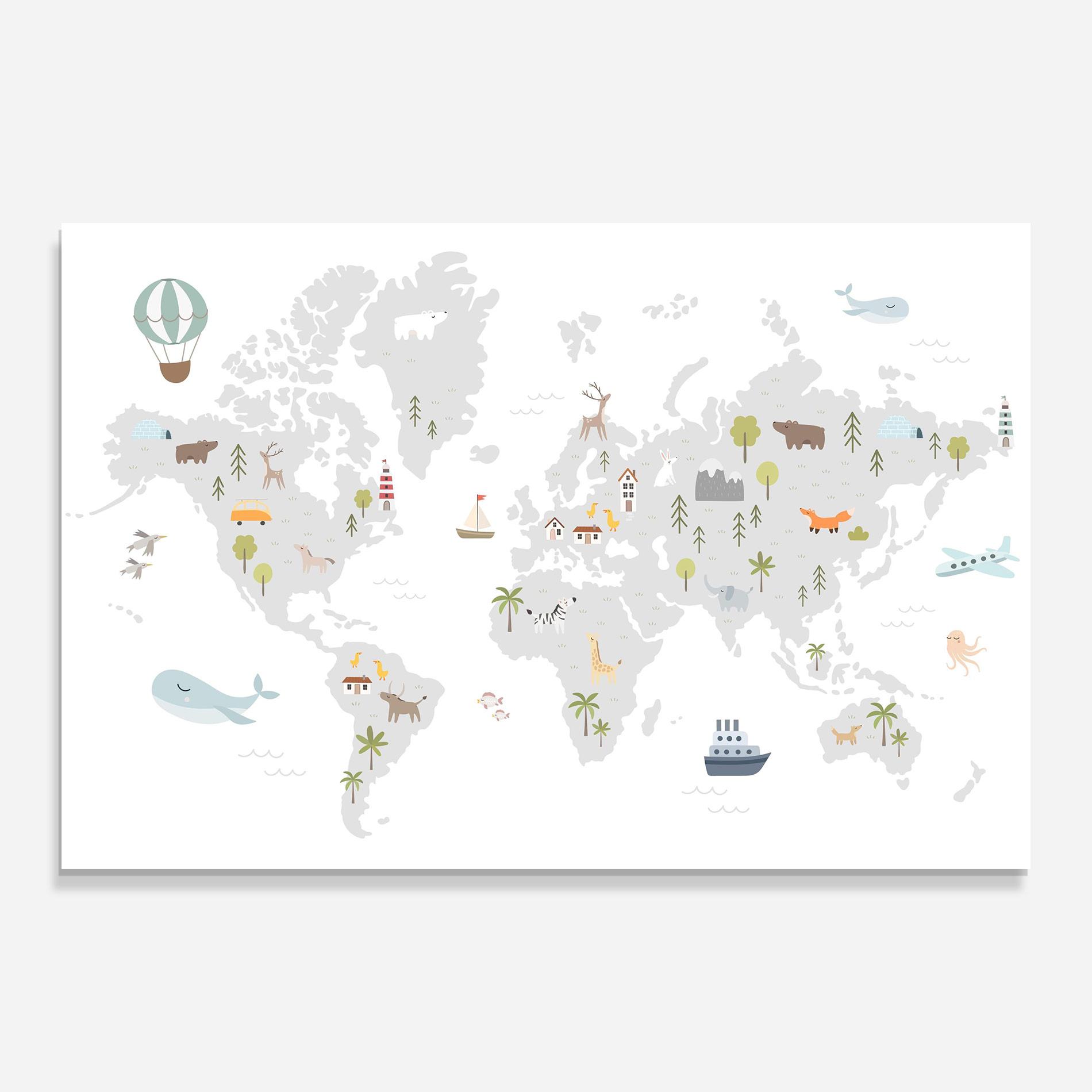 Obraz na Szkle Pretty Grey Map mockup 0