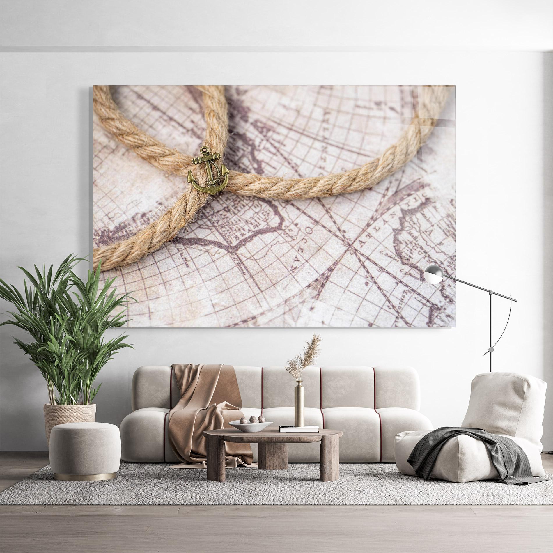 Obraz na Szkle Anchor Map mockup 9