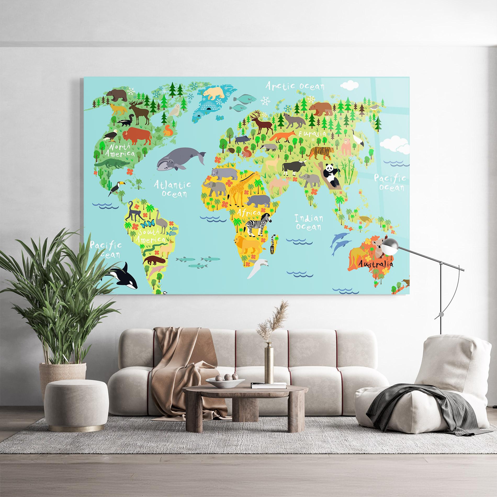 Obraz na Szkle Animal World Map mockup 9