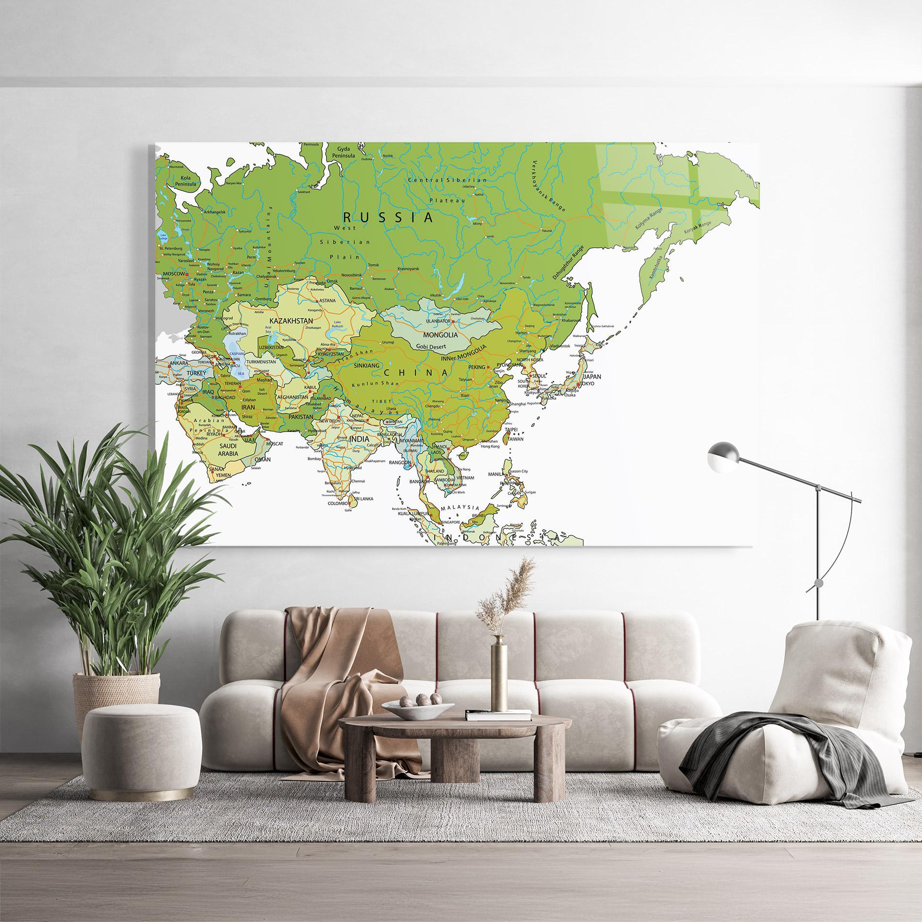 Obraz na Szkle Asia Green Map mockup 9