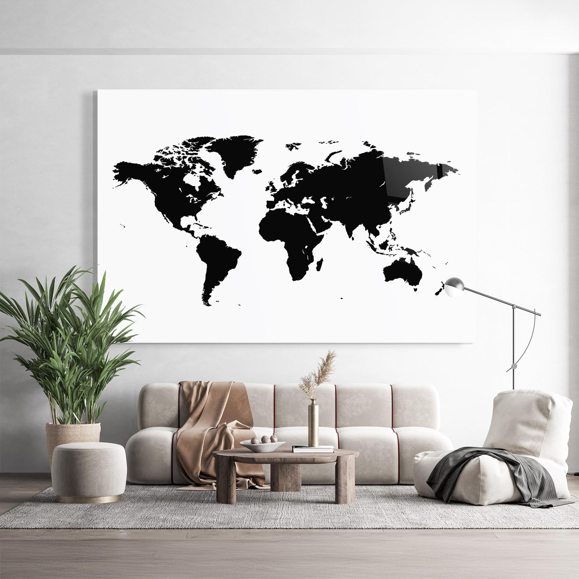 Obraz na Szkle Black World Map mockup 9