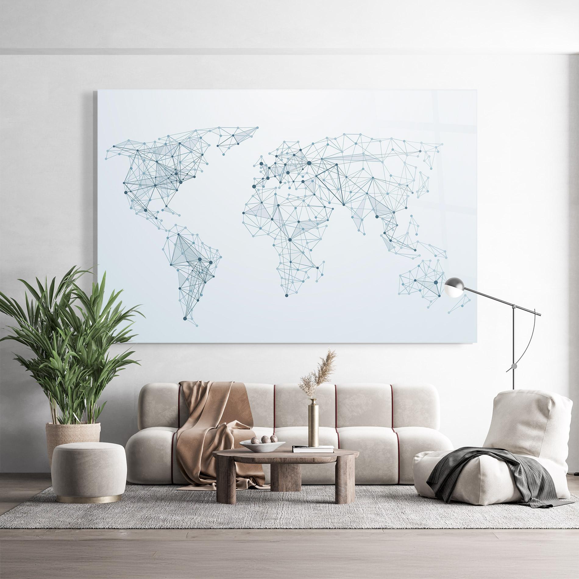 Obraz na Szkle Blue Line Map mockup 9