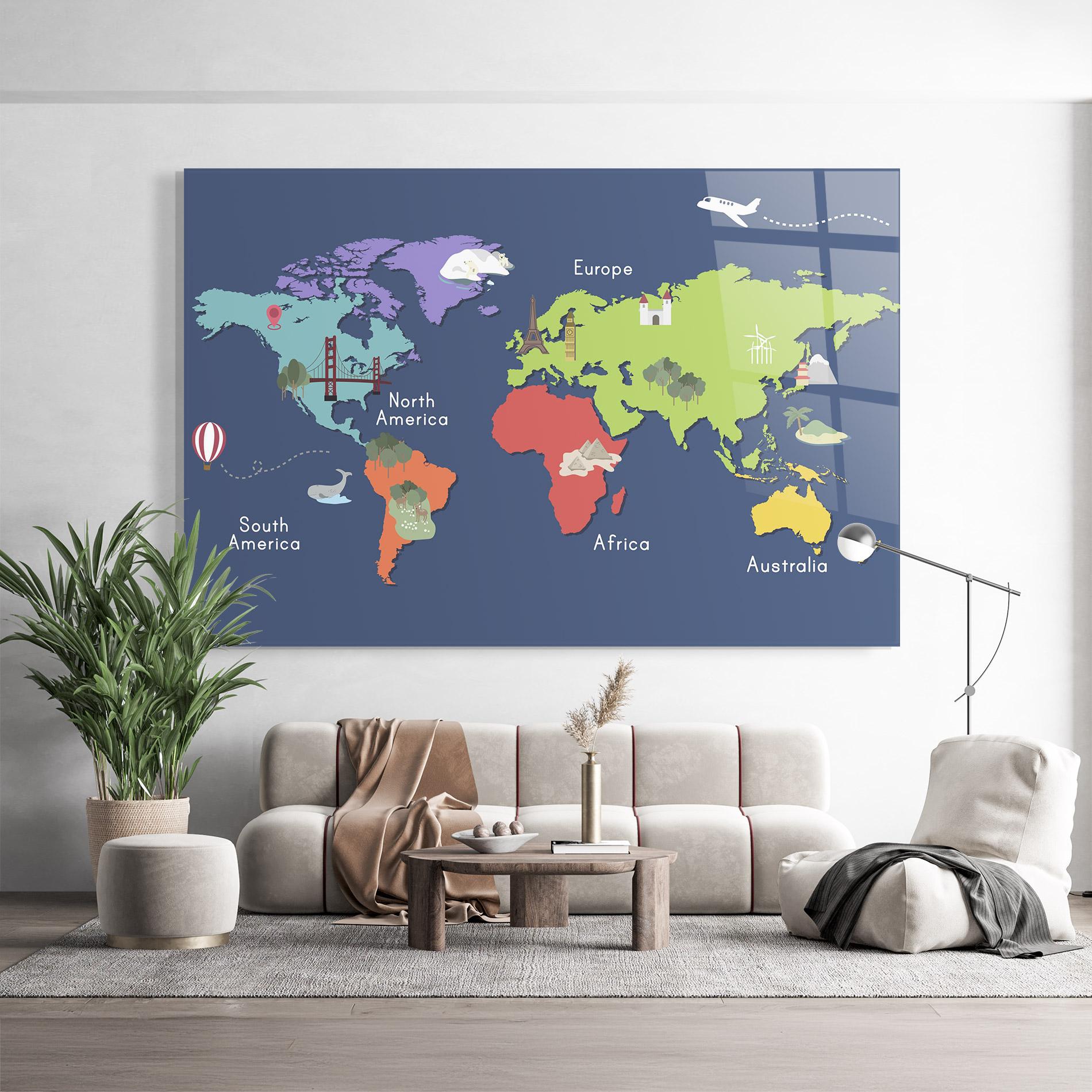 Obraz na Szkle Blue Map World mockup 9