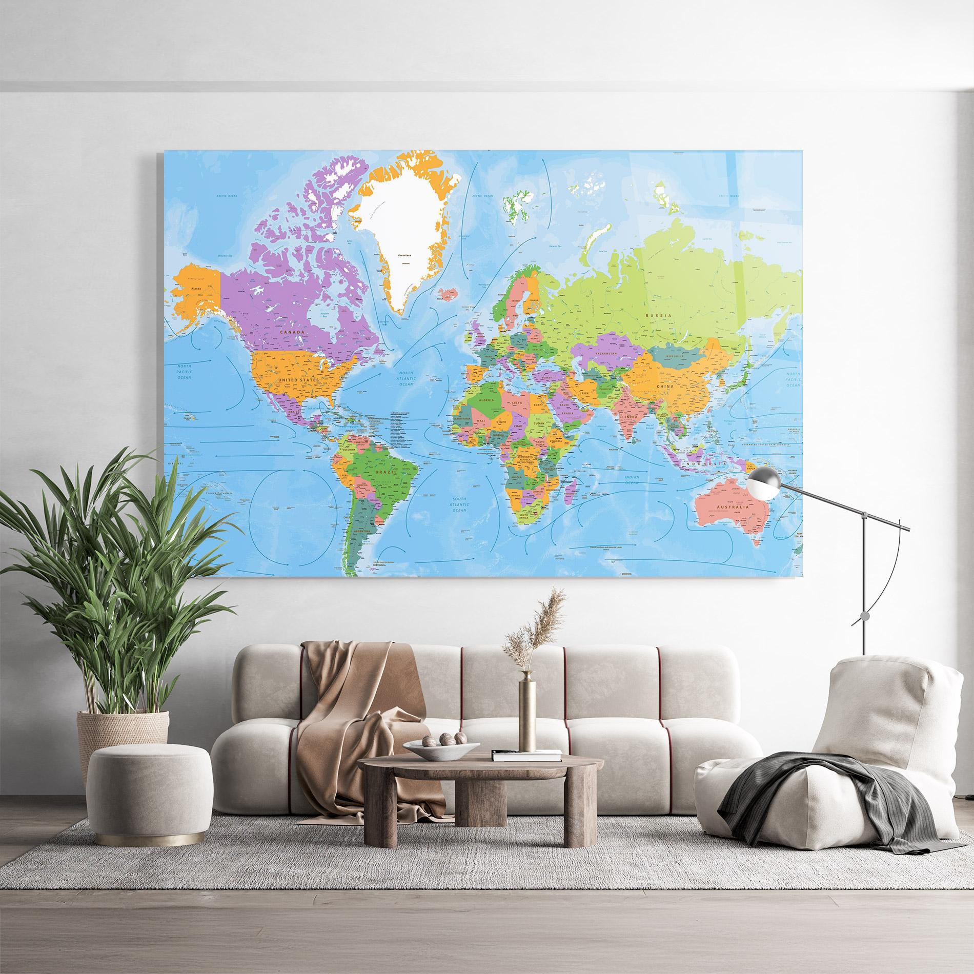 Obraz na Szkle Color World Map mockup 9