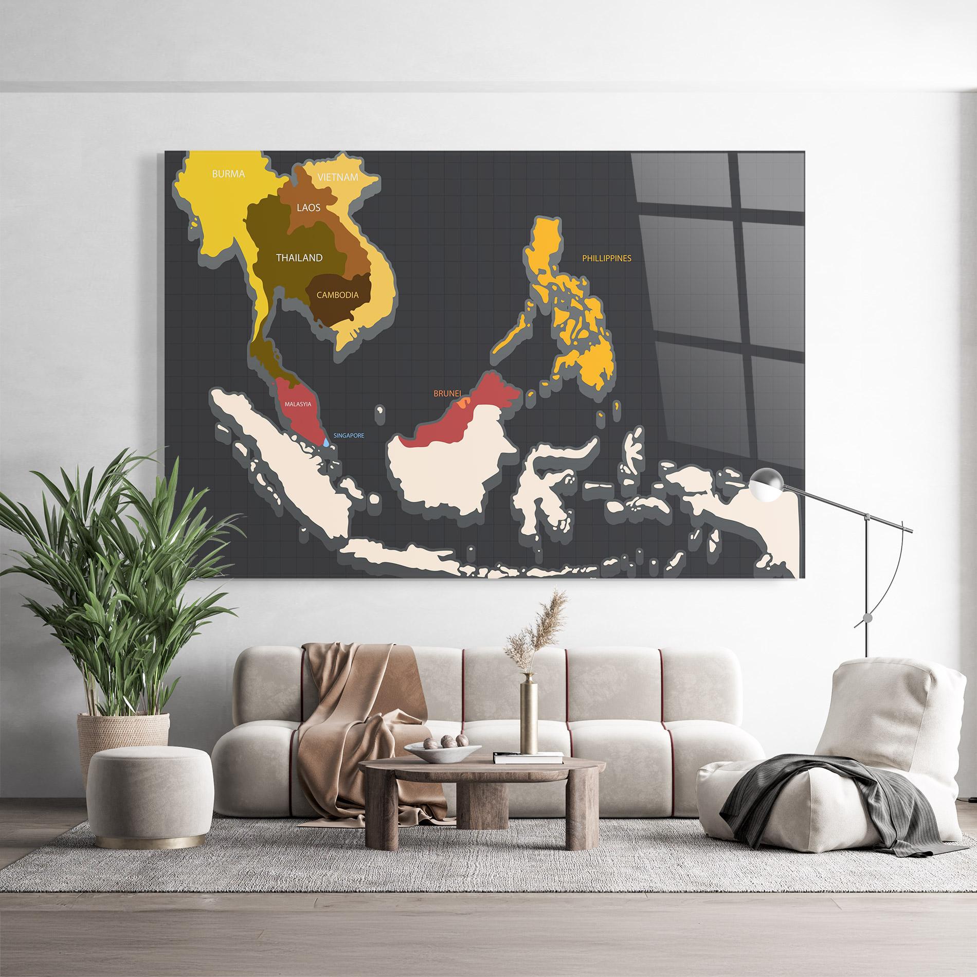 Obraz na Szkle Cream Map mockup 9