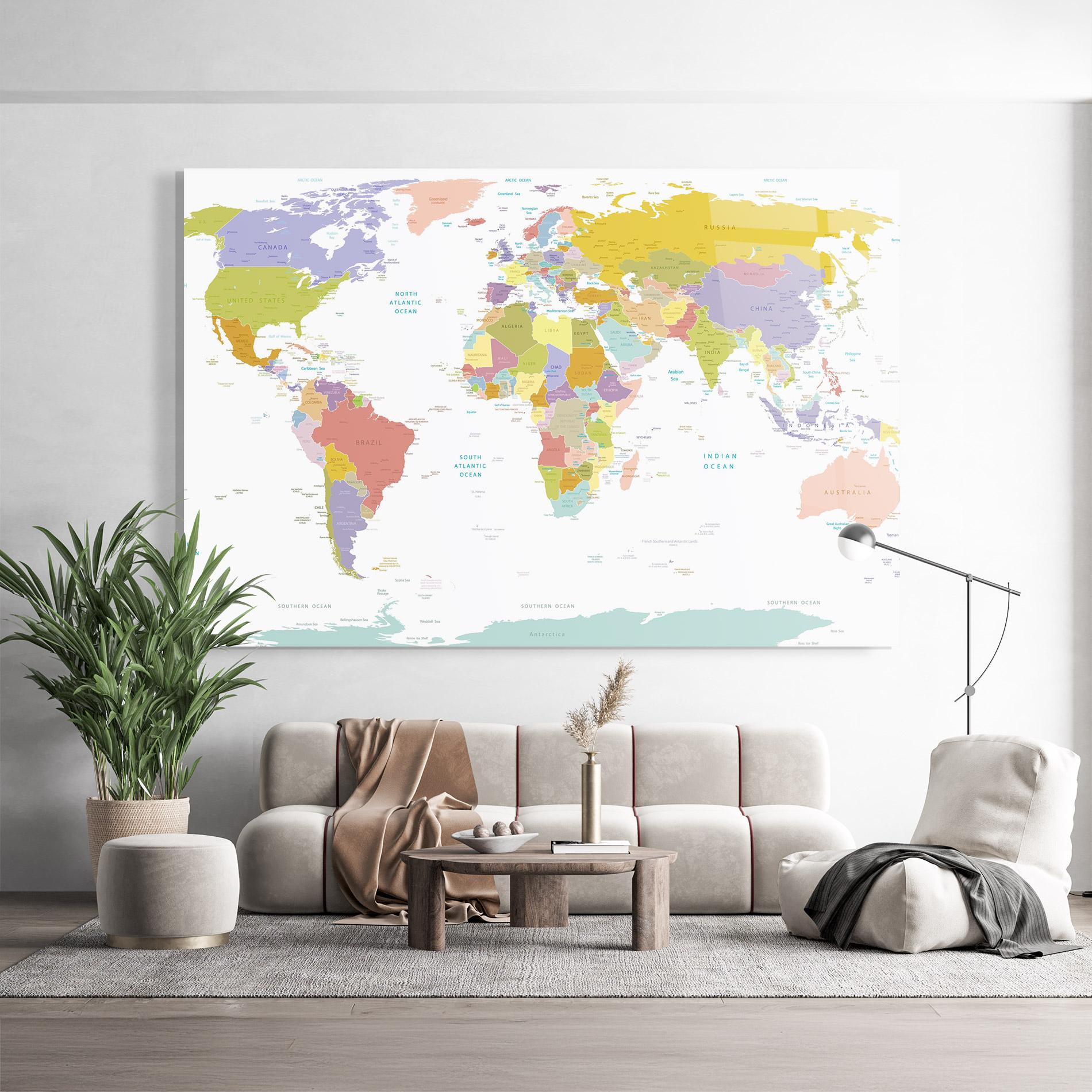 Obraz na Szkle World Colorful Map mockup 9