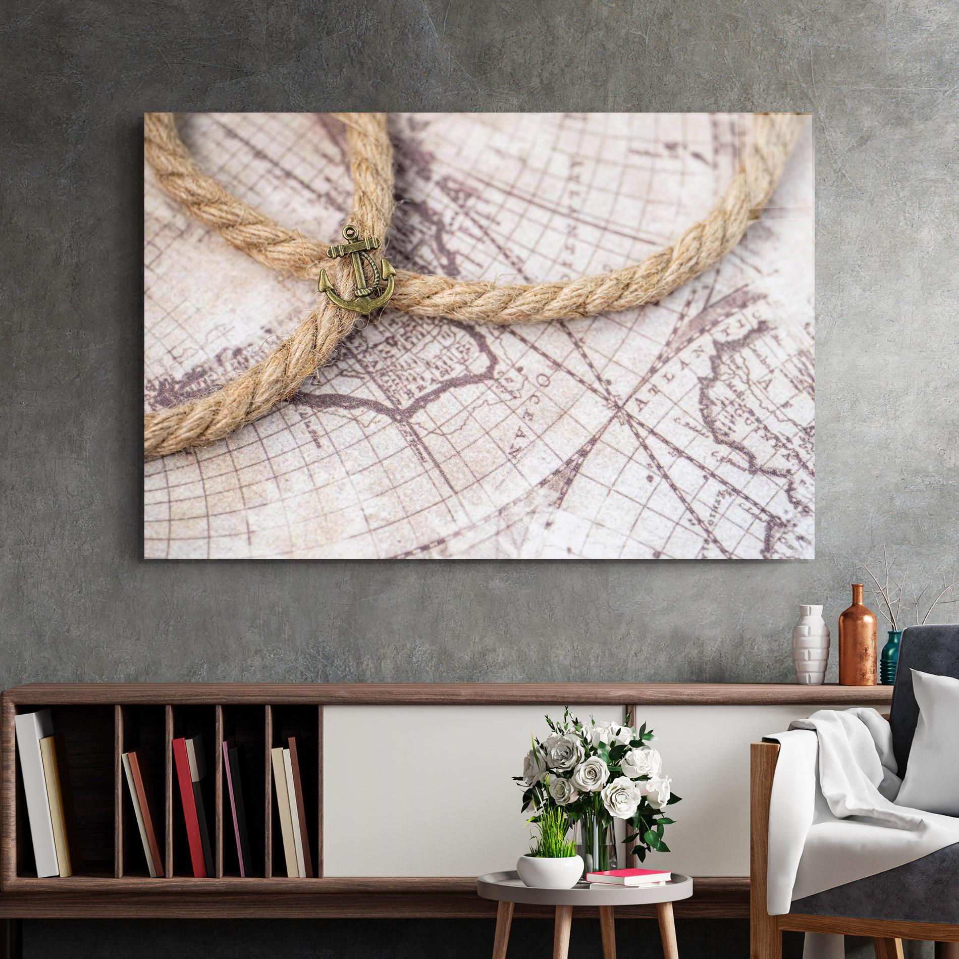 Obraz na Szkle Anchor Map mockup 2