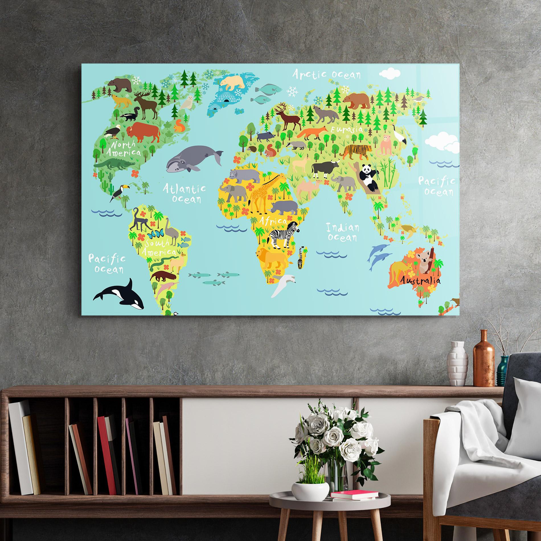 Obraz na Szkle Animal World Map mockup 2