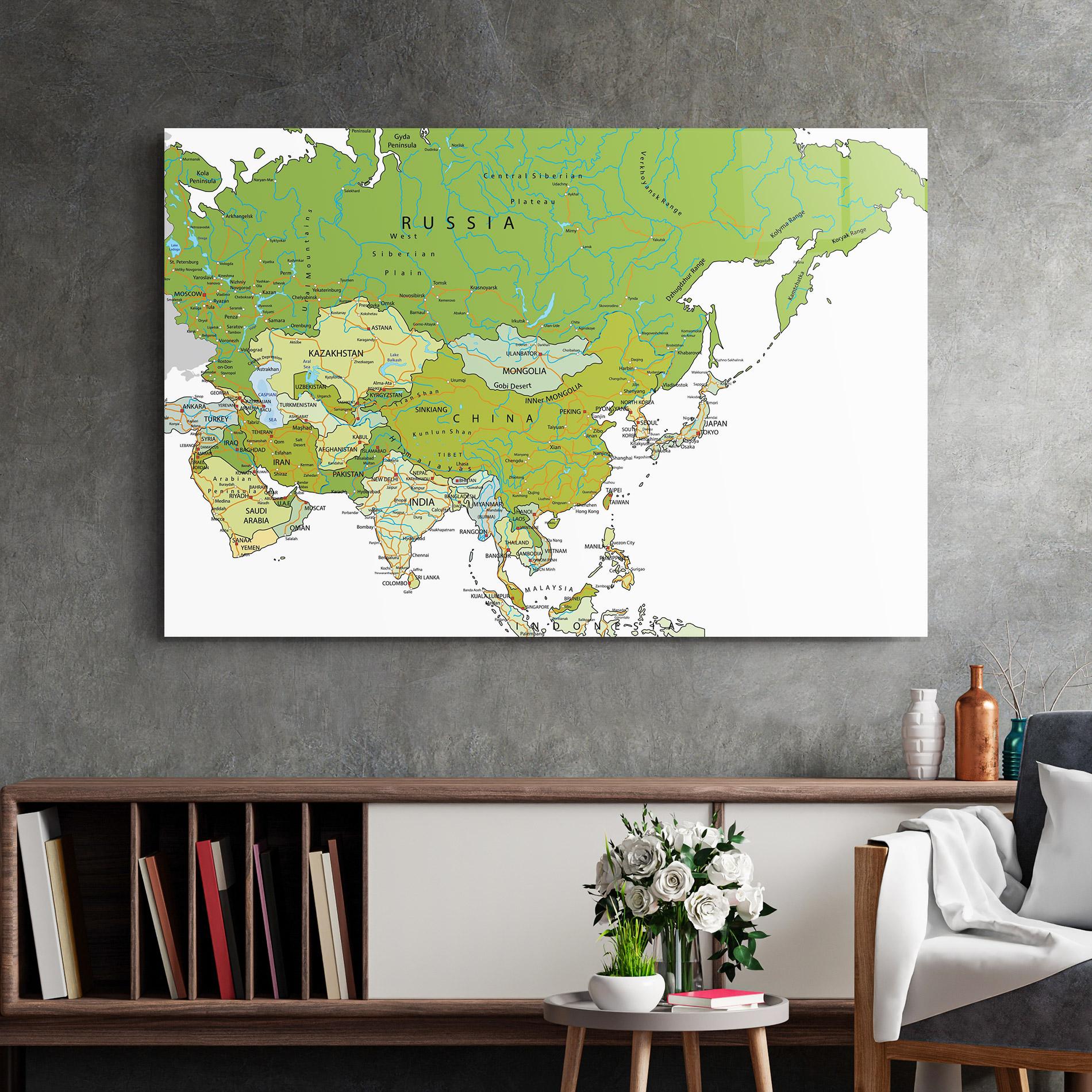 Obraz na Szkle Asia Green Map mockup 2
