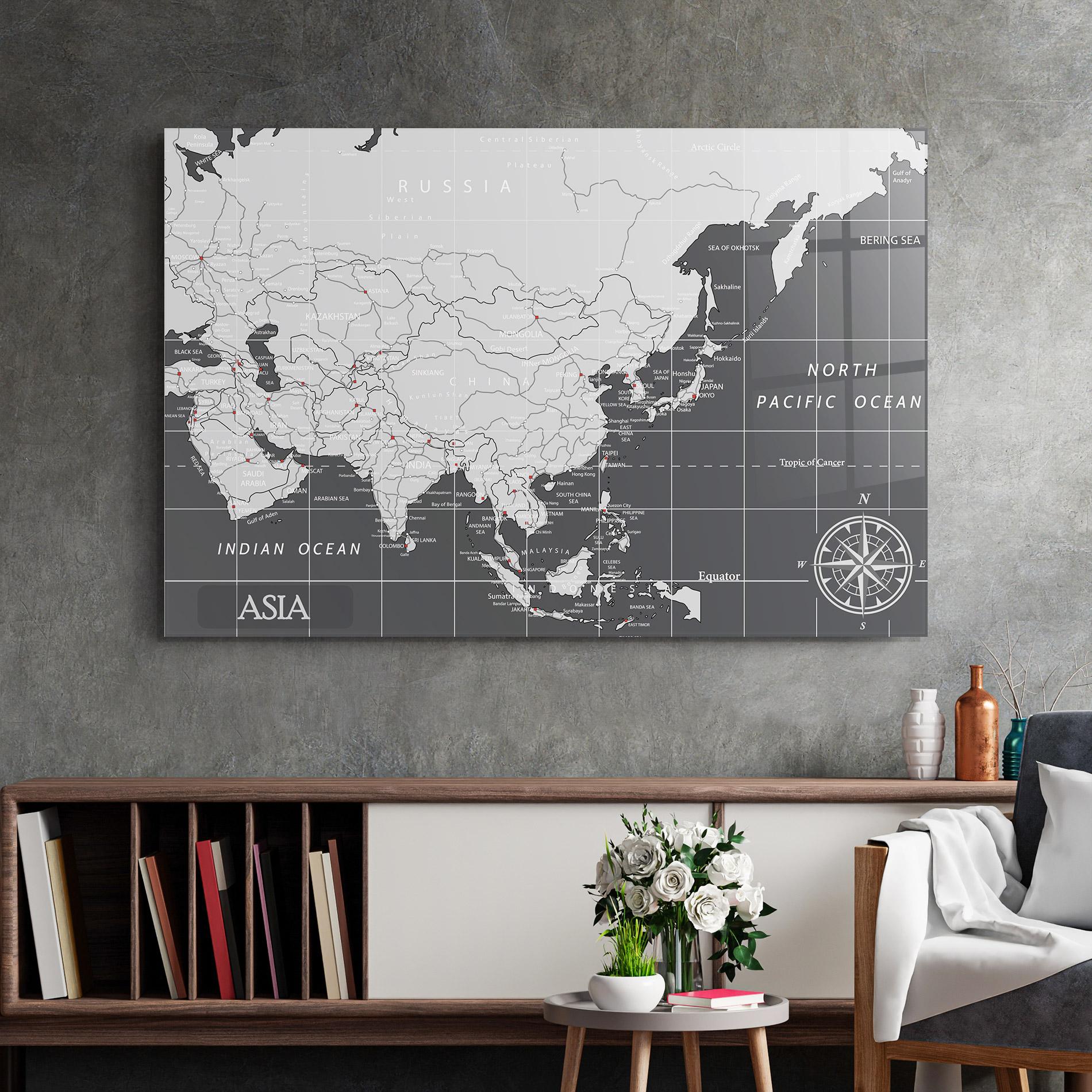 Obraz na Szkle Asia Minimal Map mockup 2