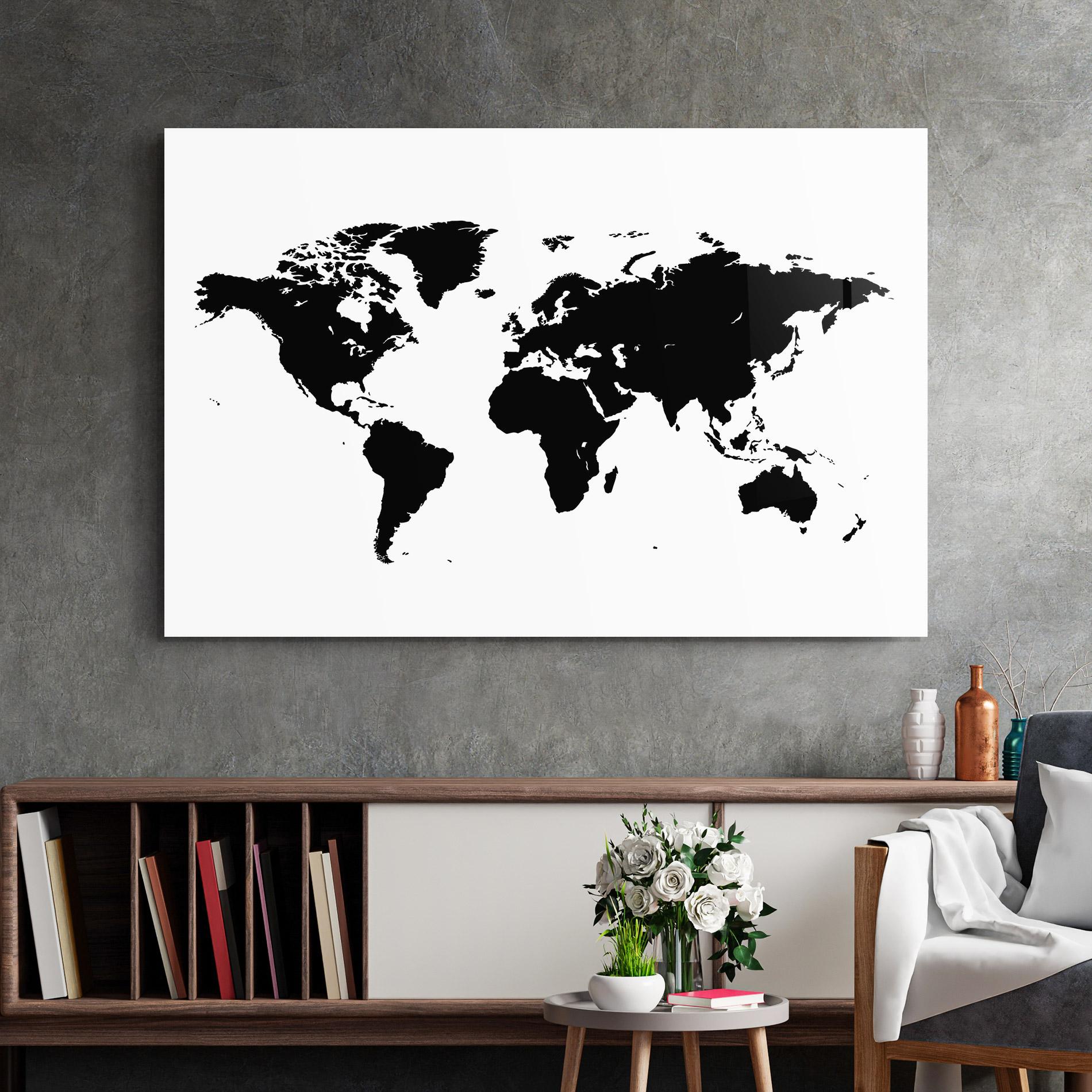Obraz na Szkle Black World Map mockup 2