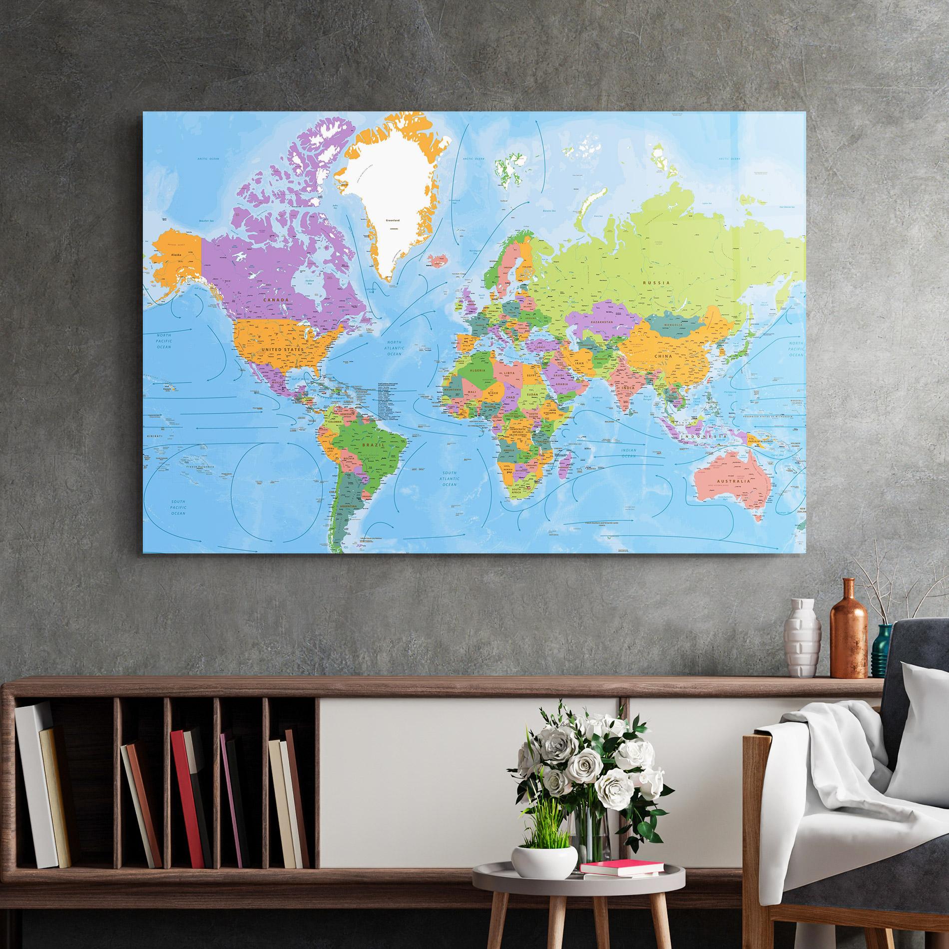 Obraz na Szkle Color World Map mockup 2
