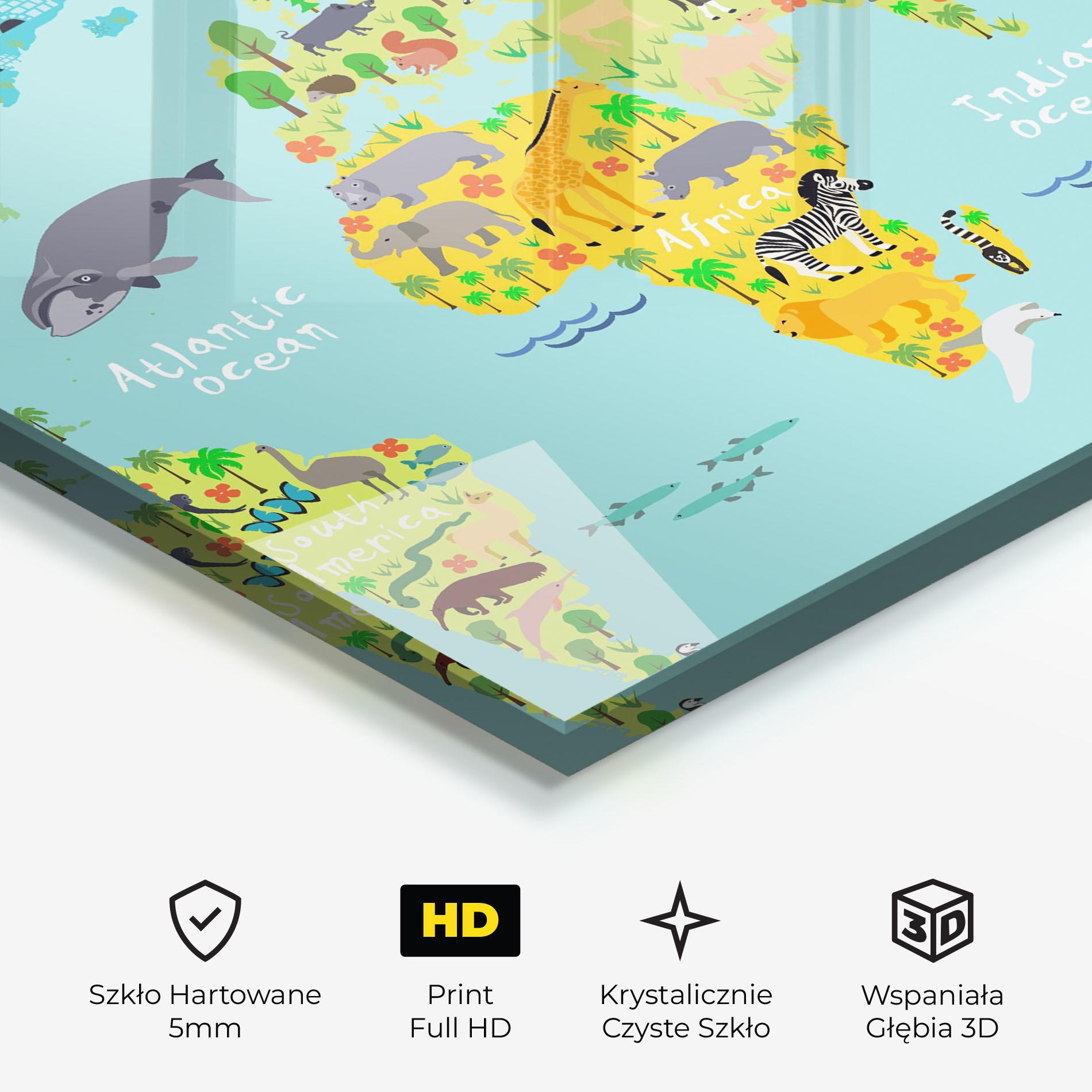 Obraz na Szkle Animal World Map mockup 3