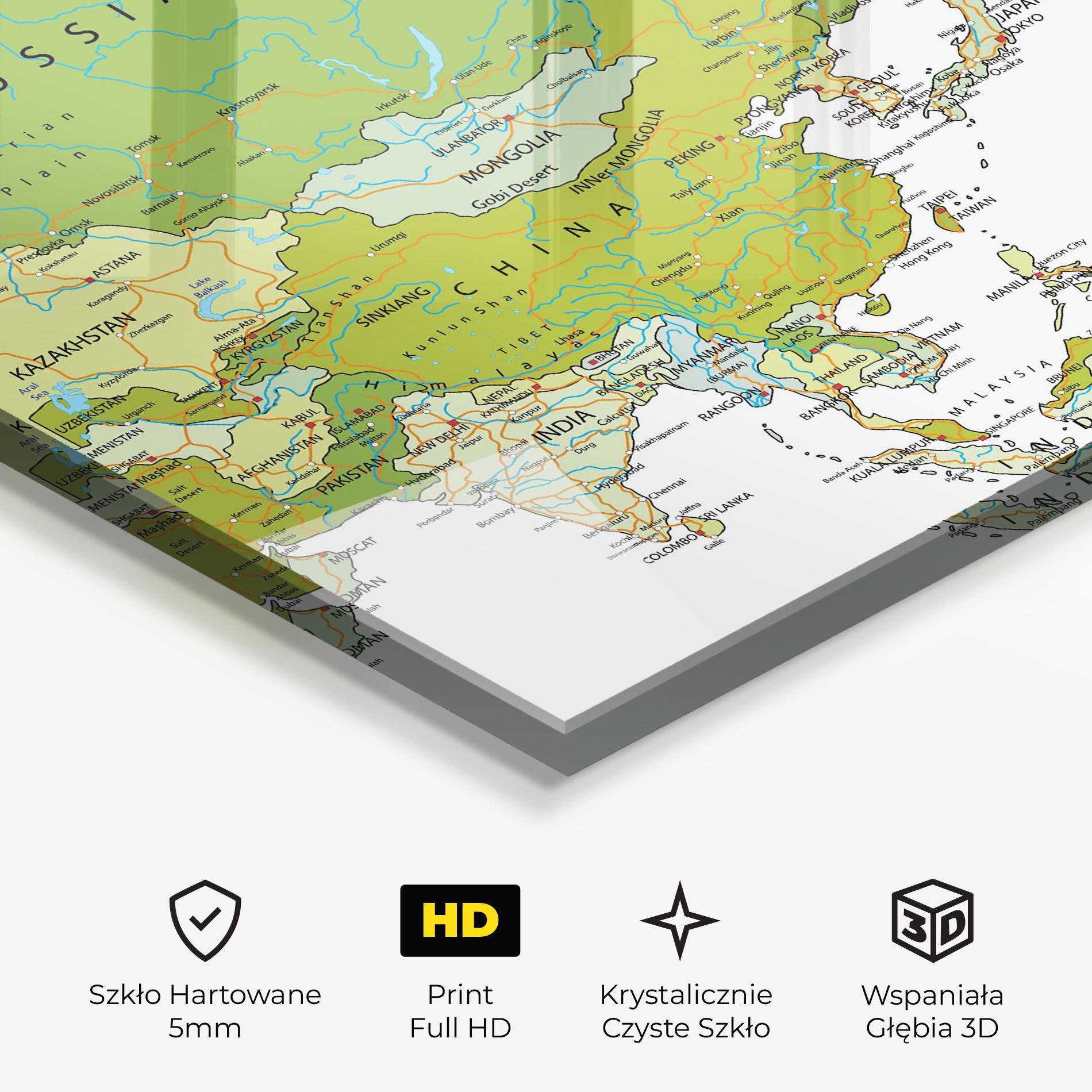 Obraz na Szkle Asia Green Map mockup 3