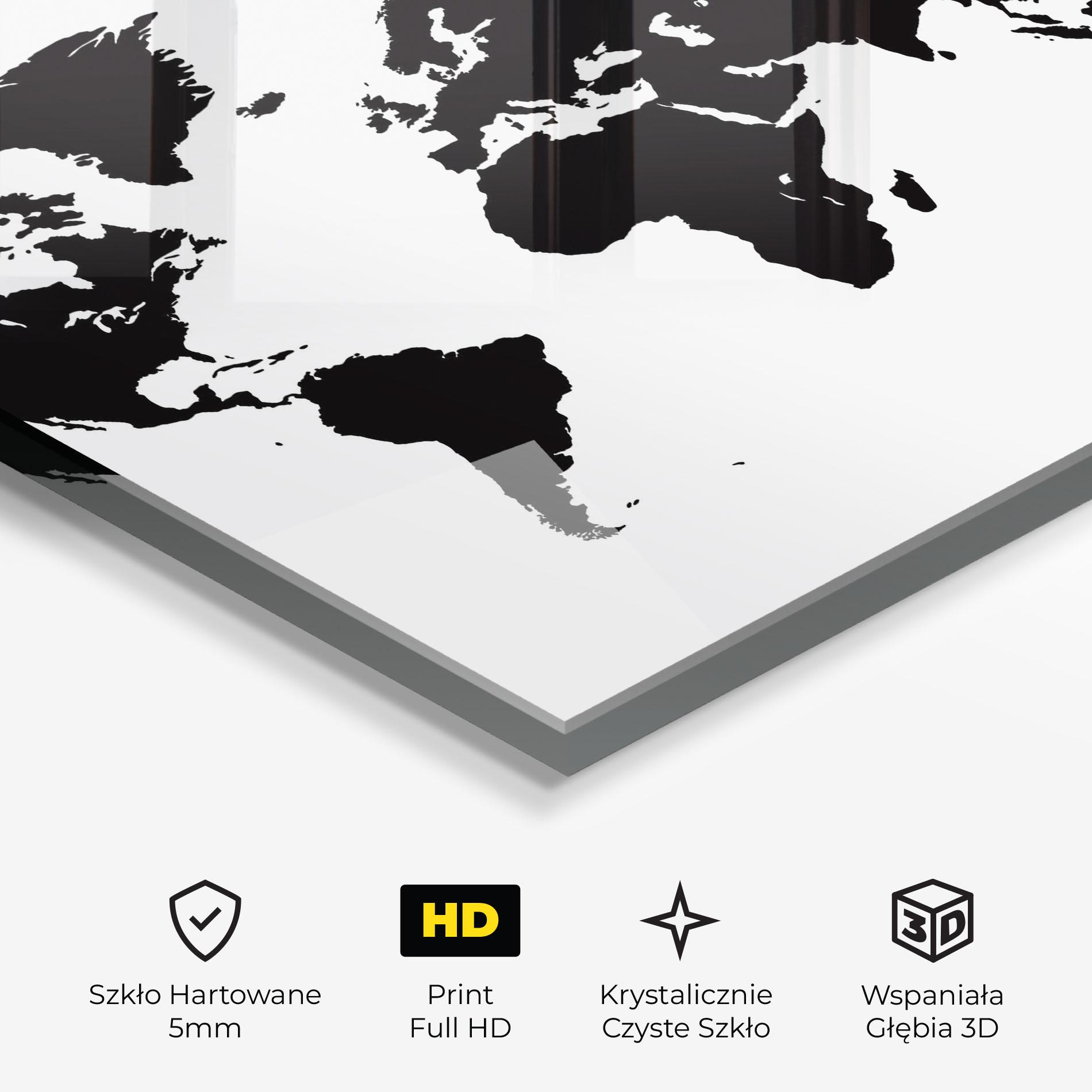 Obraz na Szkle Black World Map mockup 3