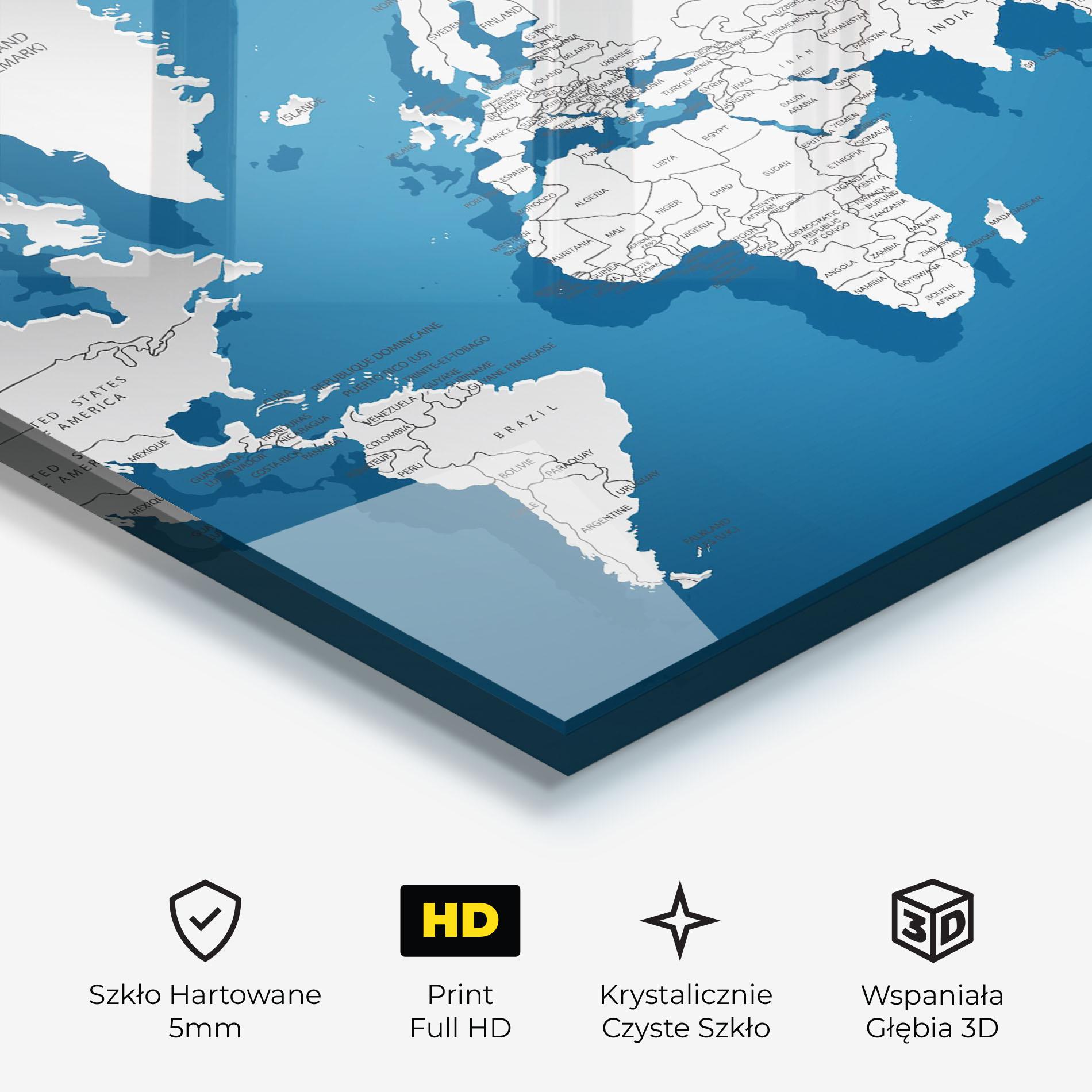 Obraz na Szkle Blue White Map mockup 3