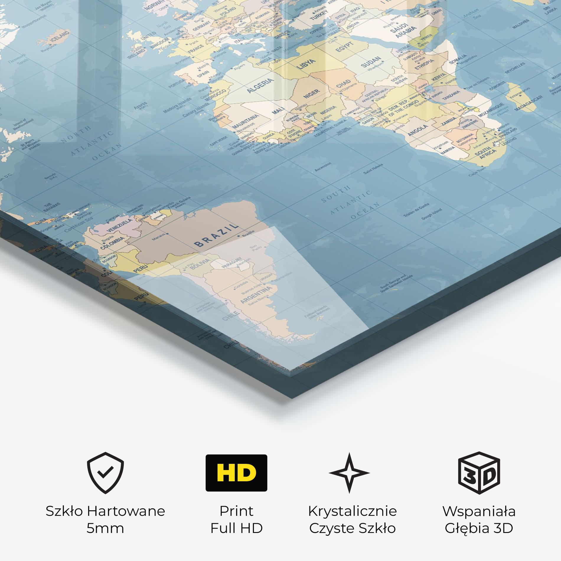 Obraz na Szkle Blue World Map mockup 3