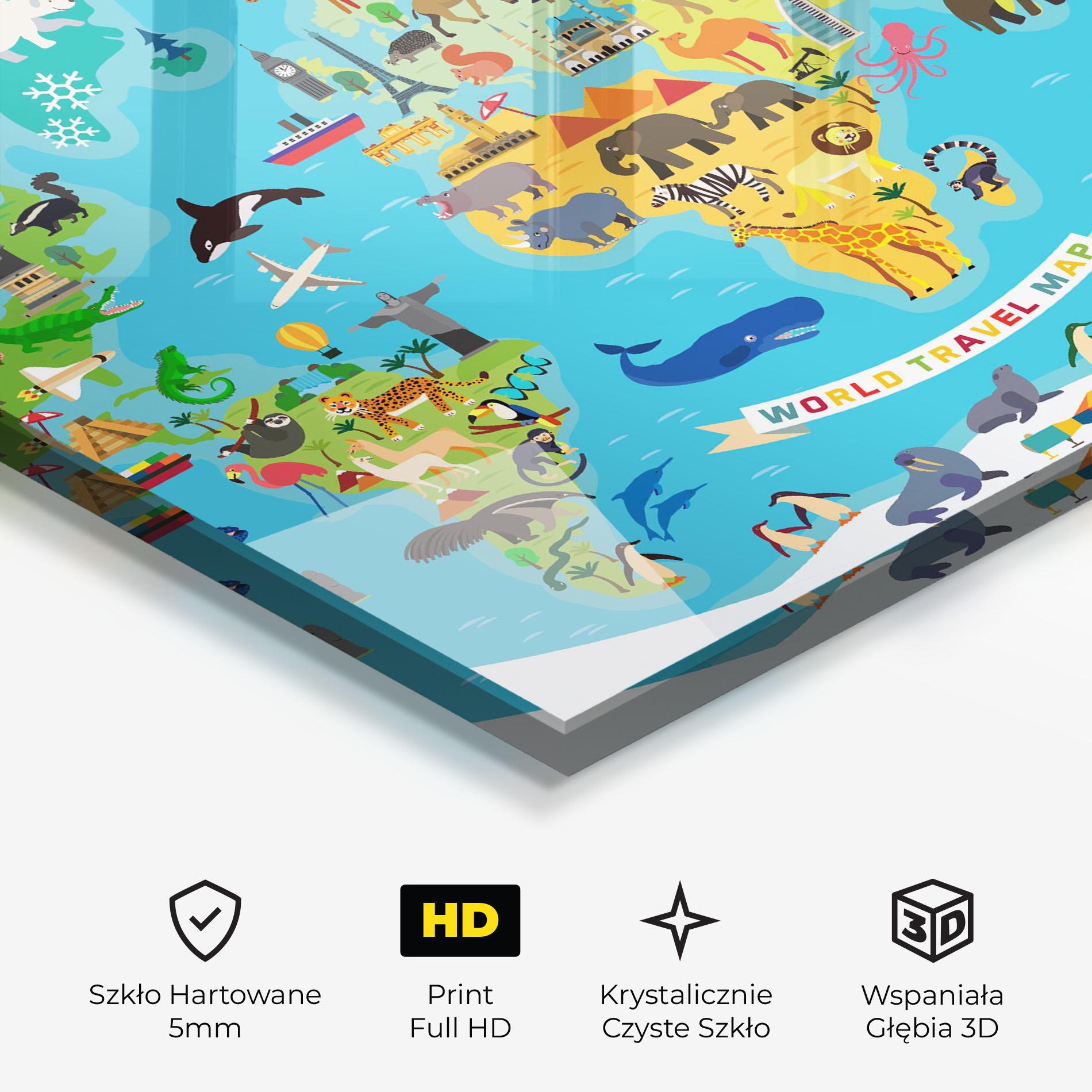 Obraz na Szkle Kids Travel Map mockup 3