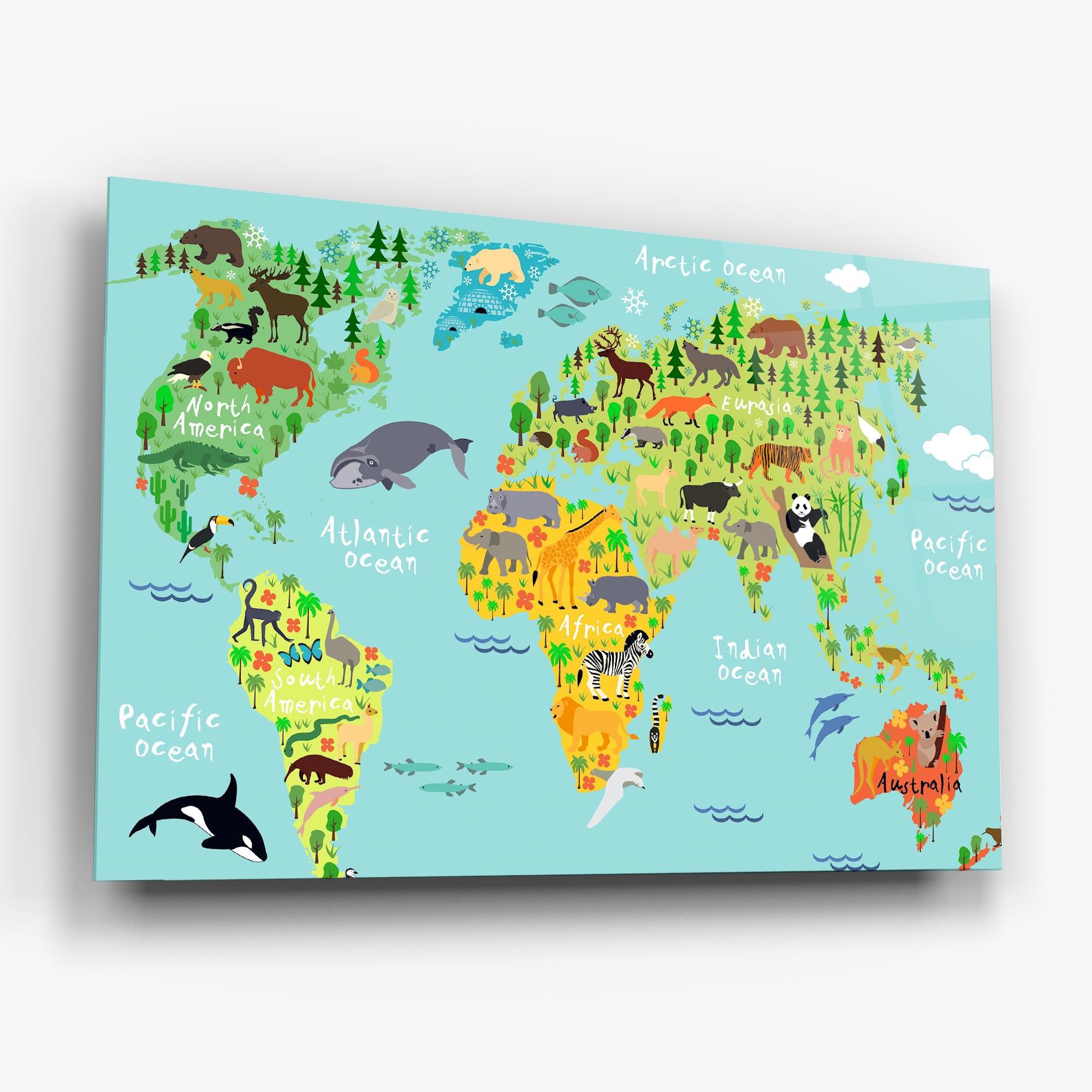 Obraz na Szkle Animal World Map mockup 6