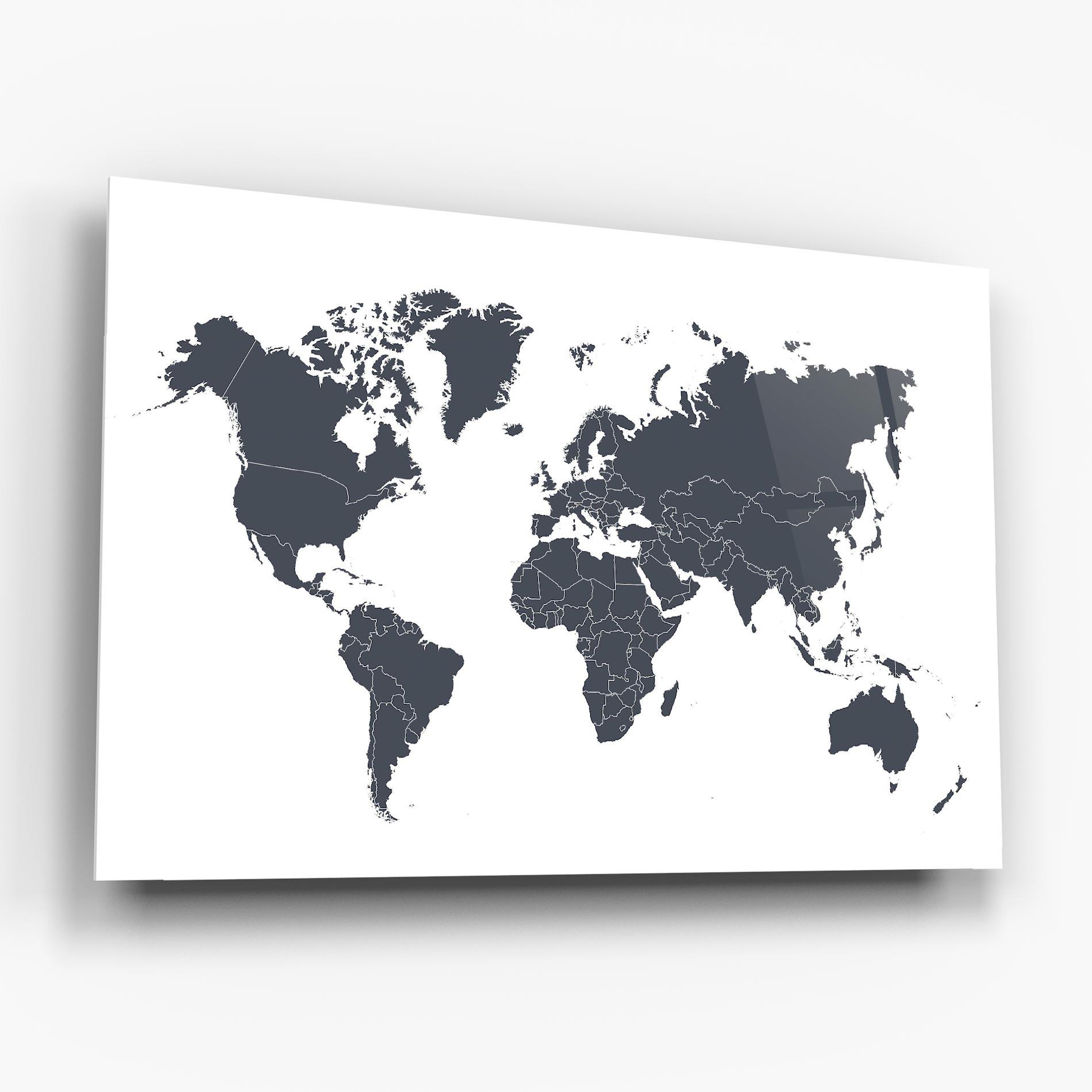 Obraz na Szkle World Grey Map mockup 6