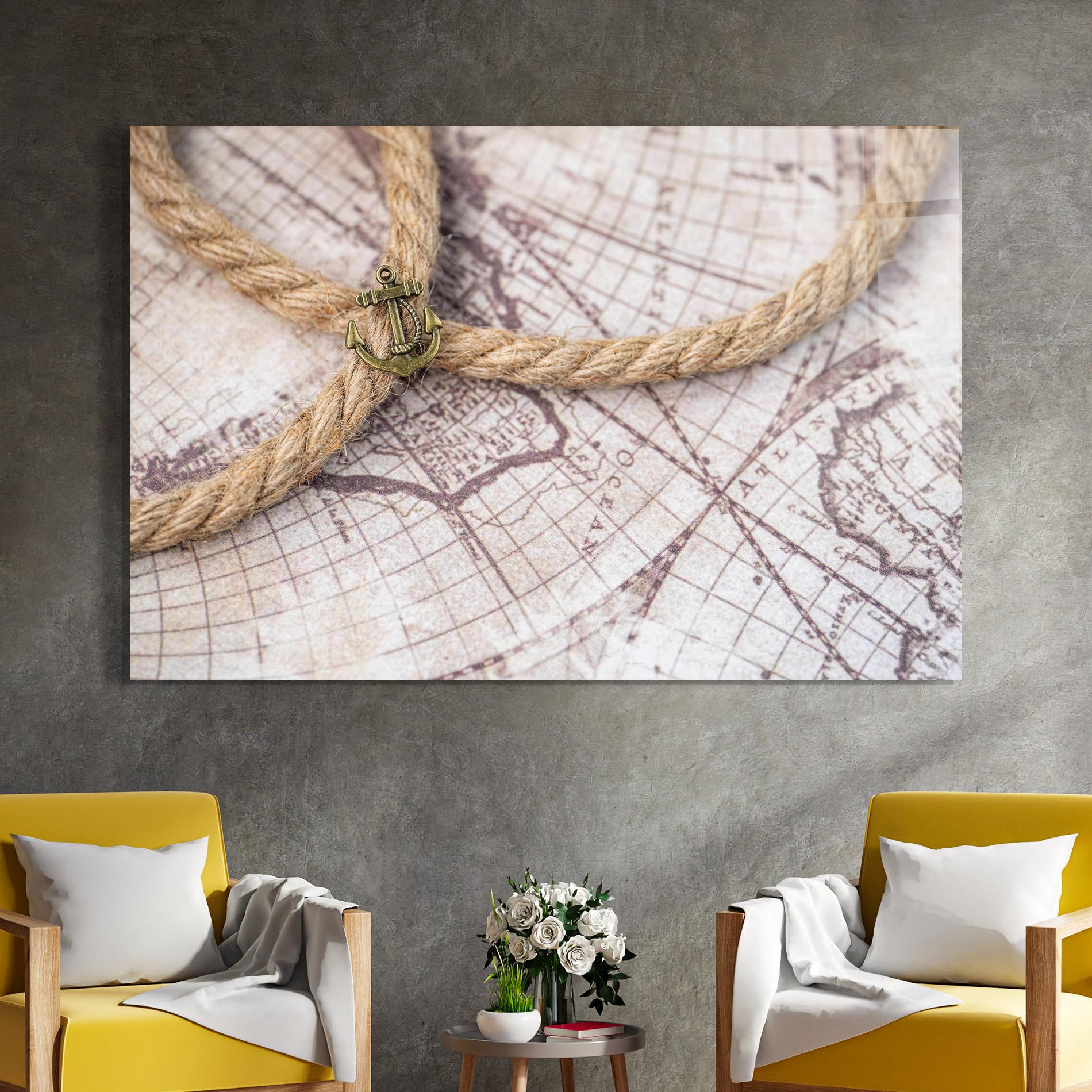 Obraz na Szkle Anchor Map mockup 4