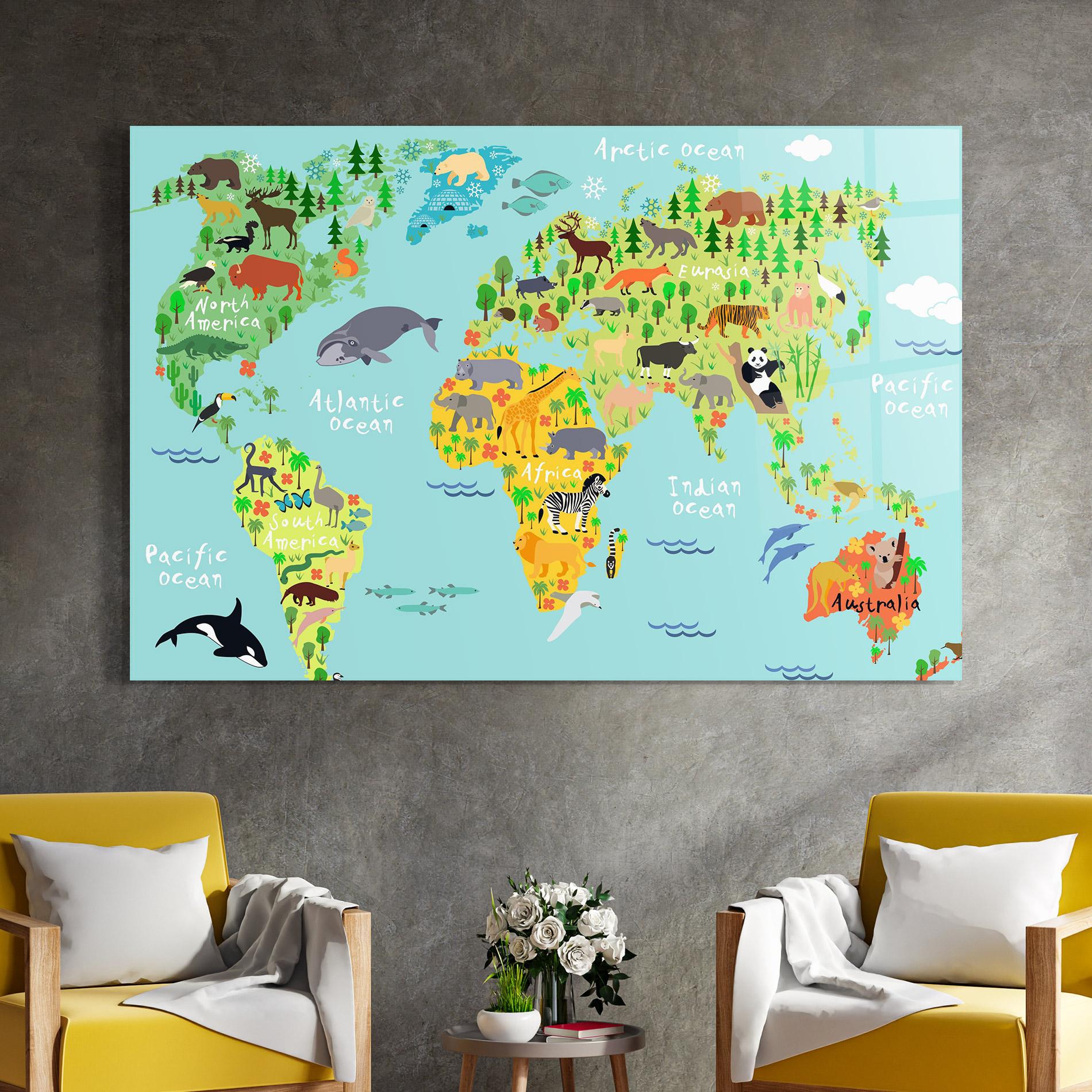Obraz na Szkle Animal World Map mockup 4