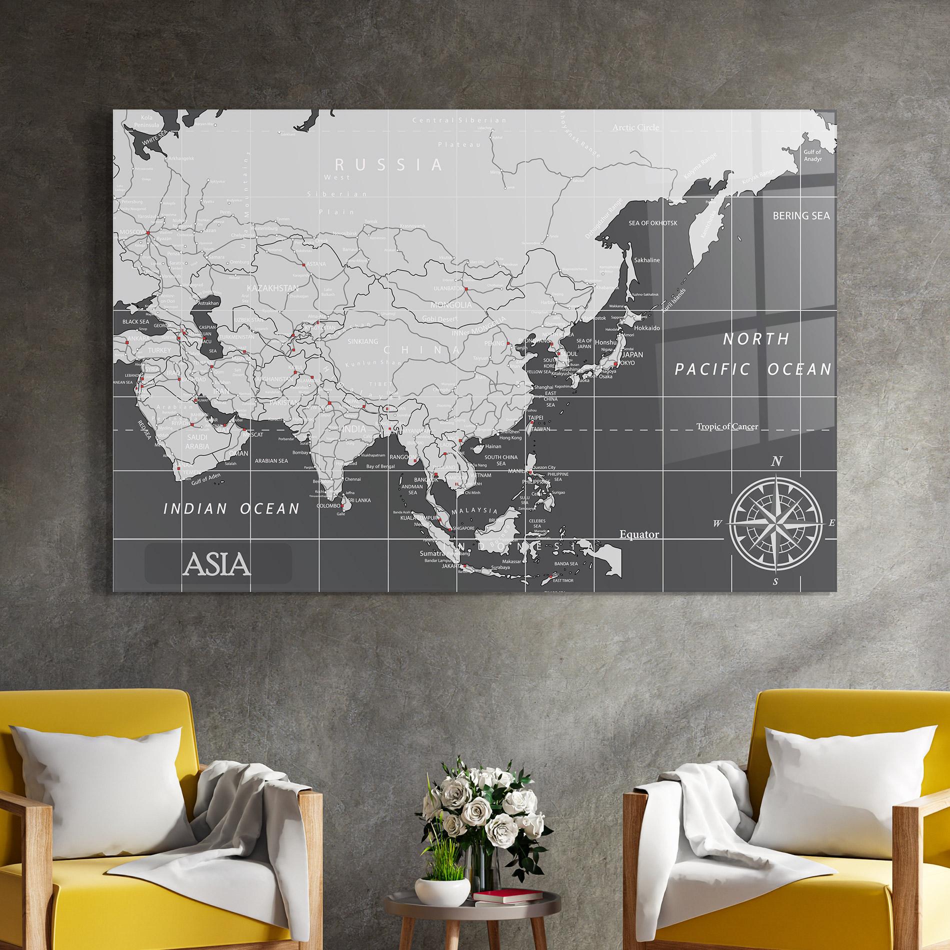 Obraz na Szkle Asia Minimal Map mockup 4