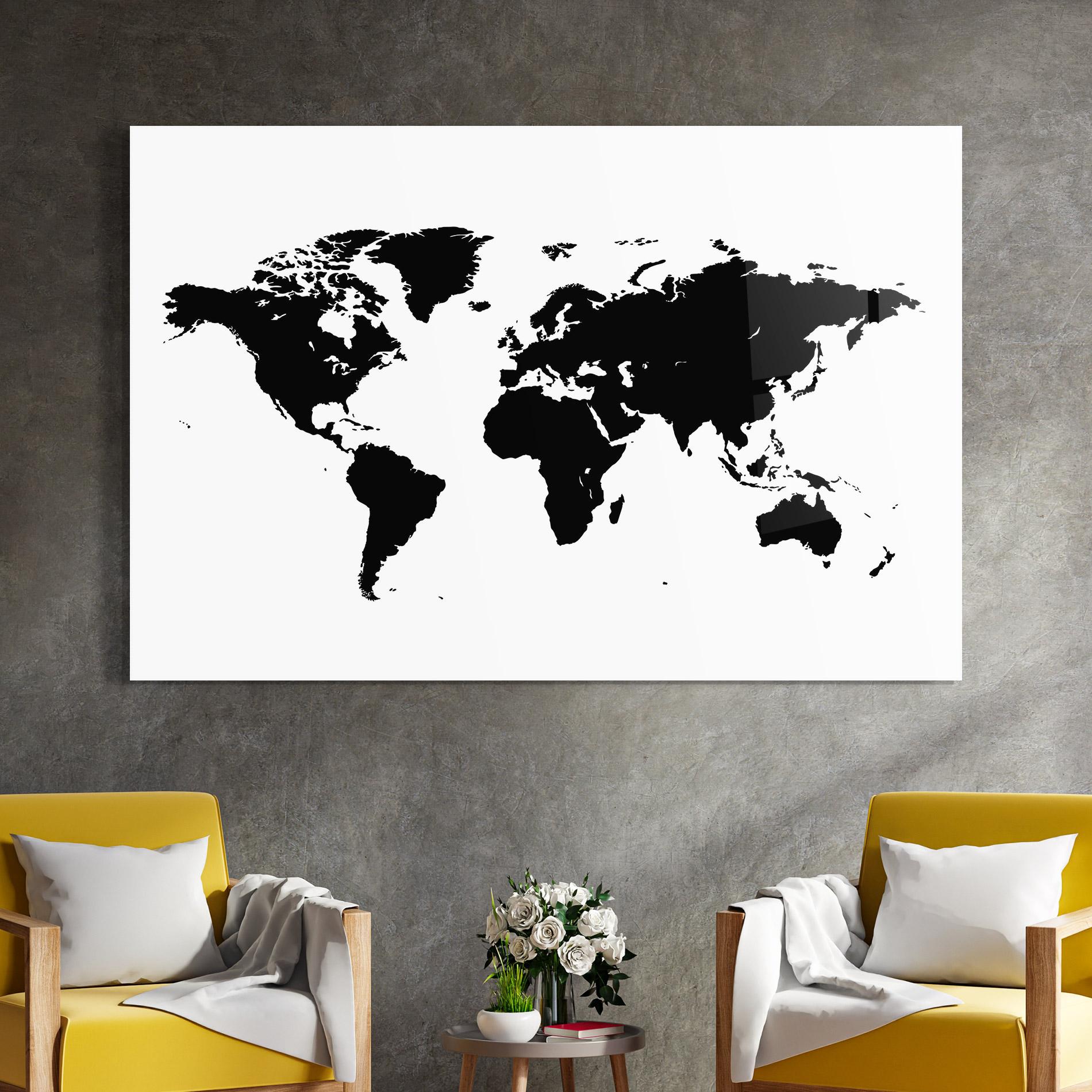 Obraz na Szkle Black World Map mockup 4