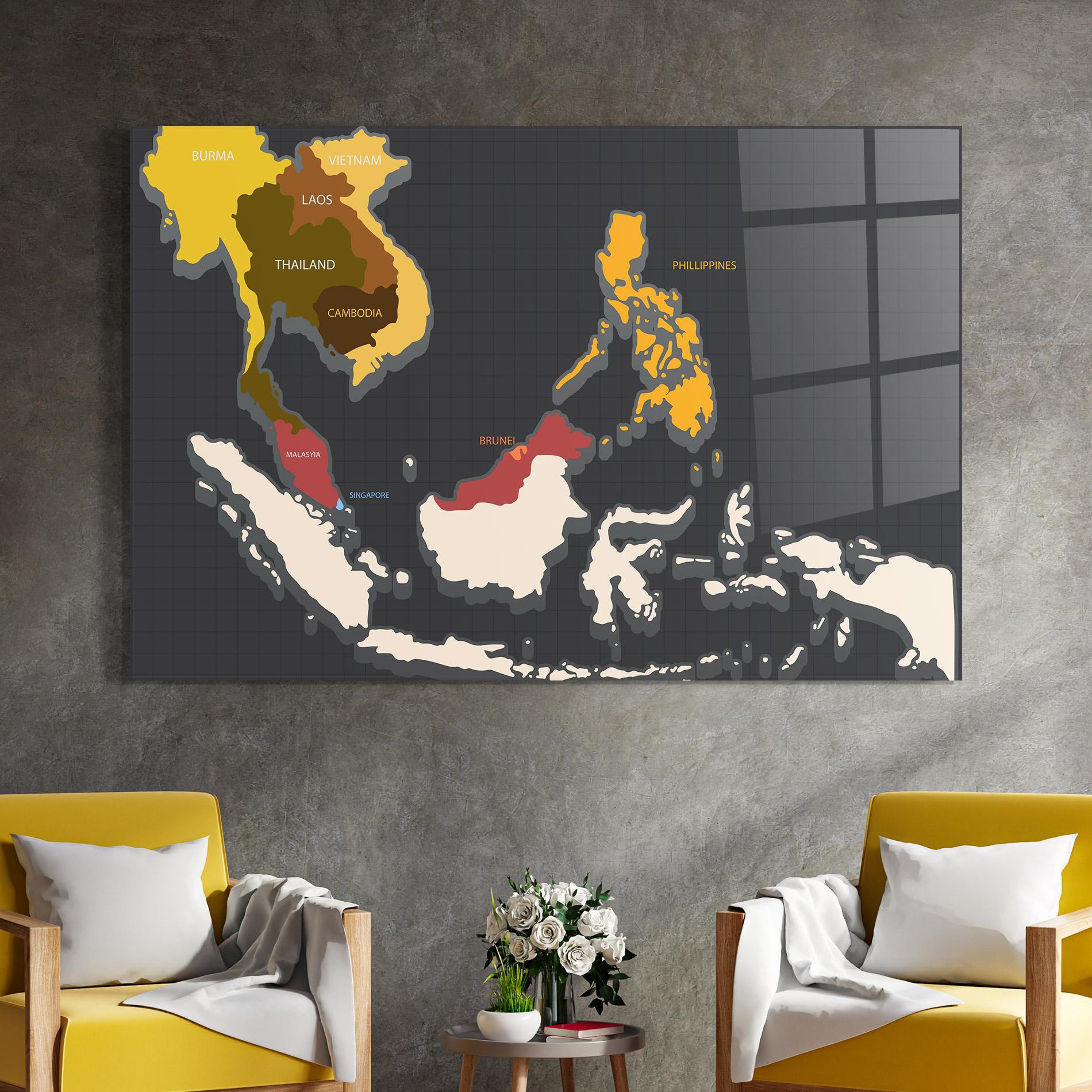 Obraz na Szkle Cream Map mockup 4