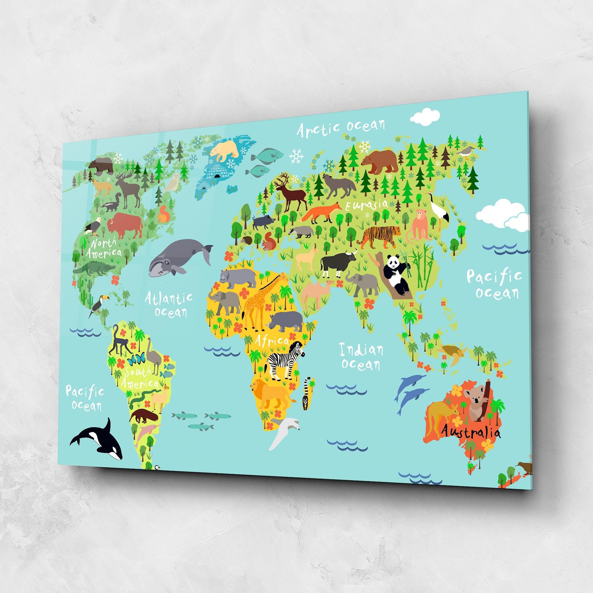 Obraz na Szkle Animal World Map mockup 1