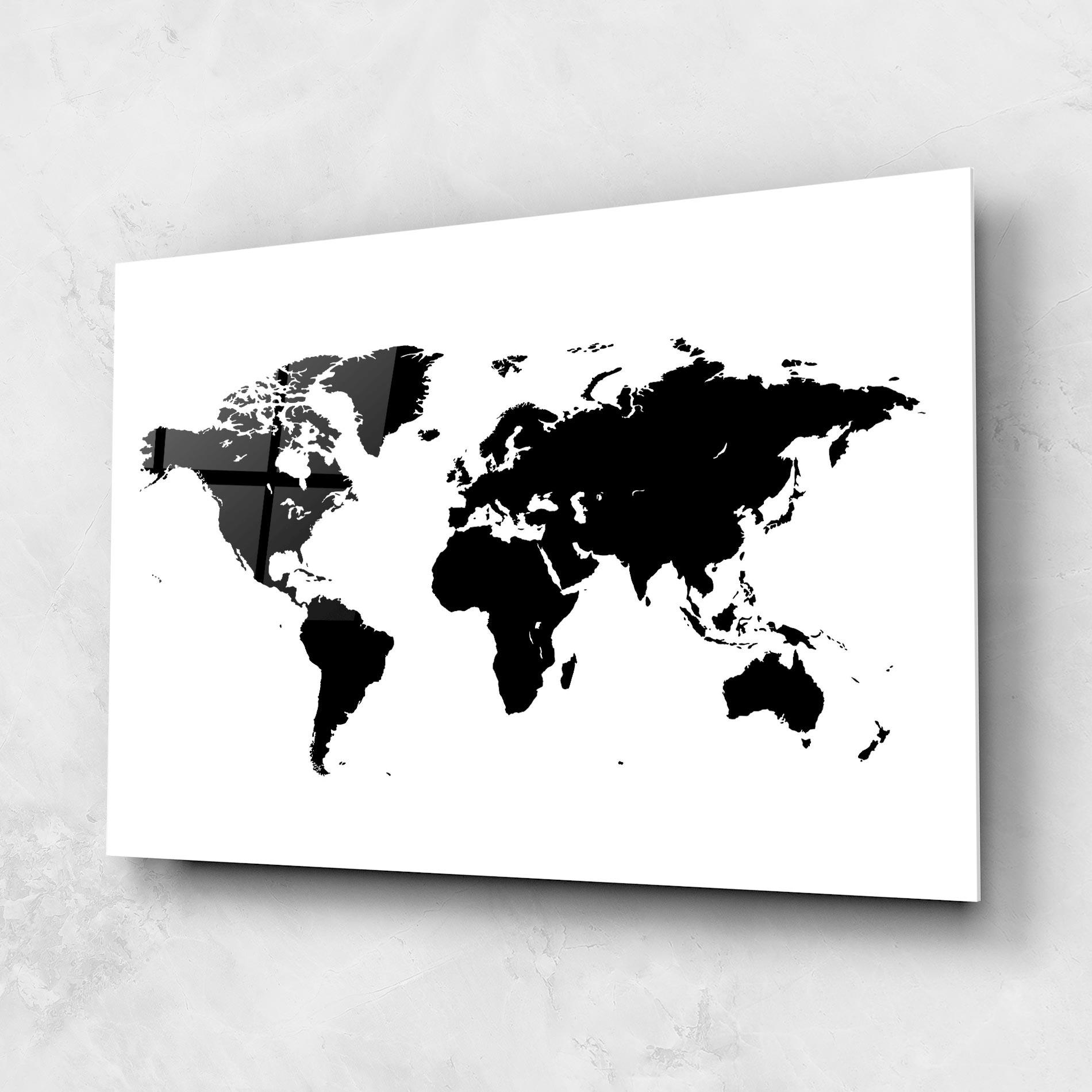 Obraz na Szkle Black World Map mockup 1