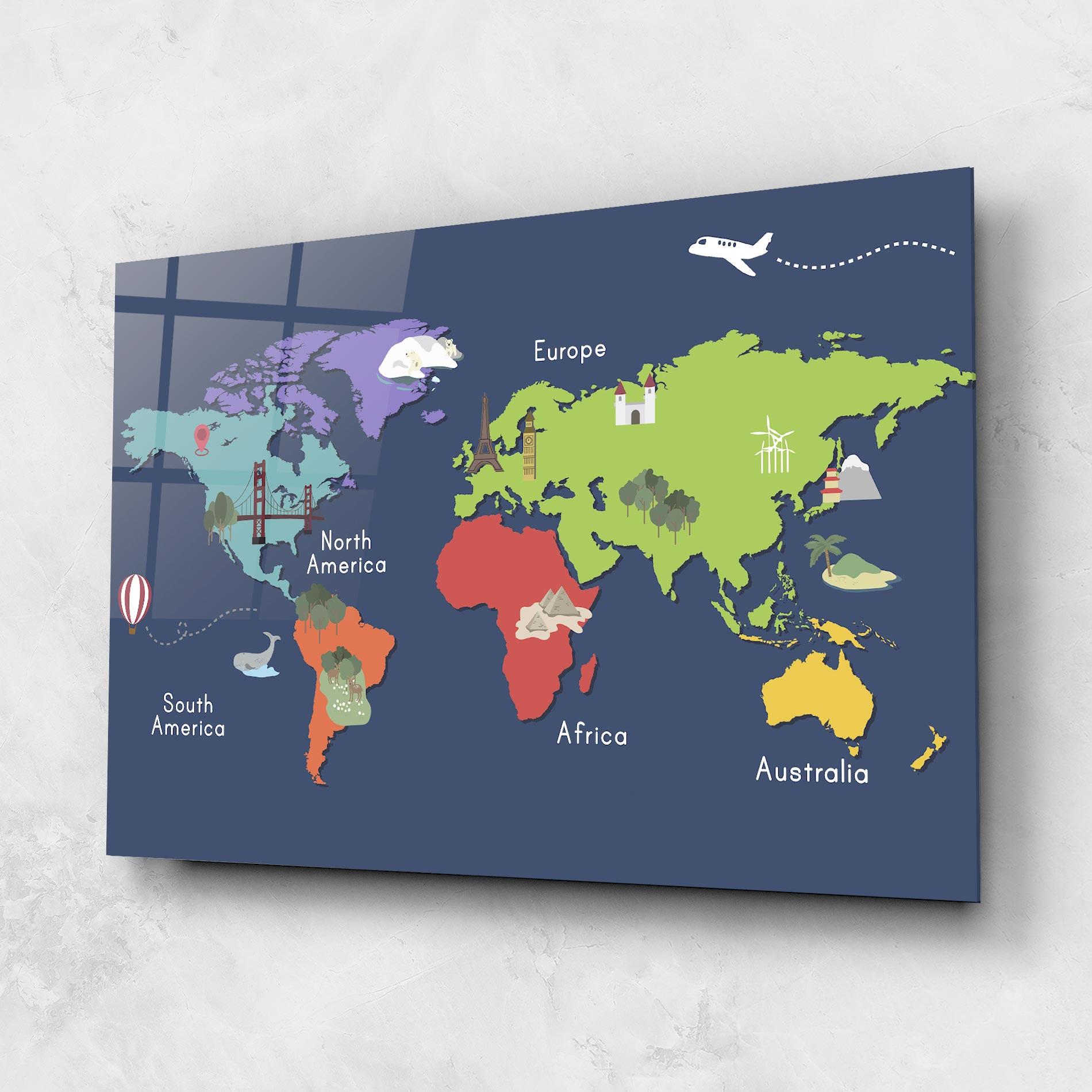Obraz na Szkle Blue Map World mockup 1