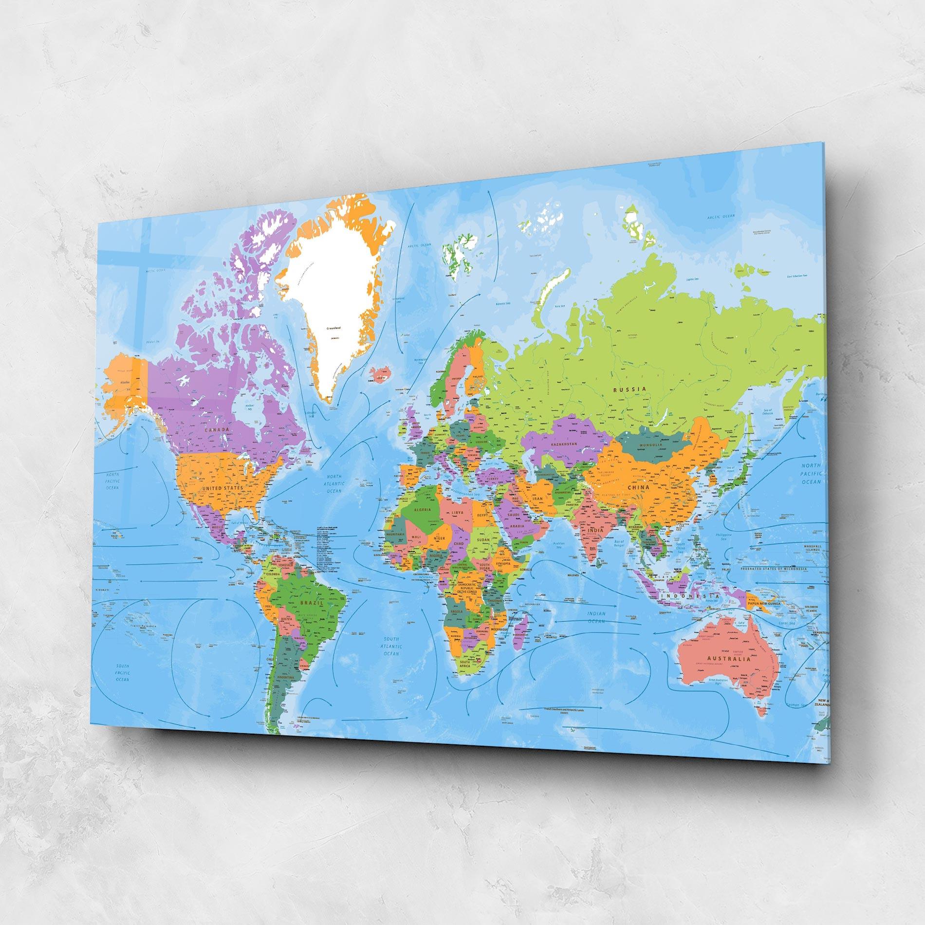 Obraz na Szkle Color World Map mockup 1