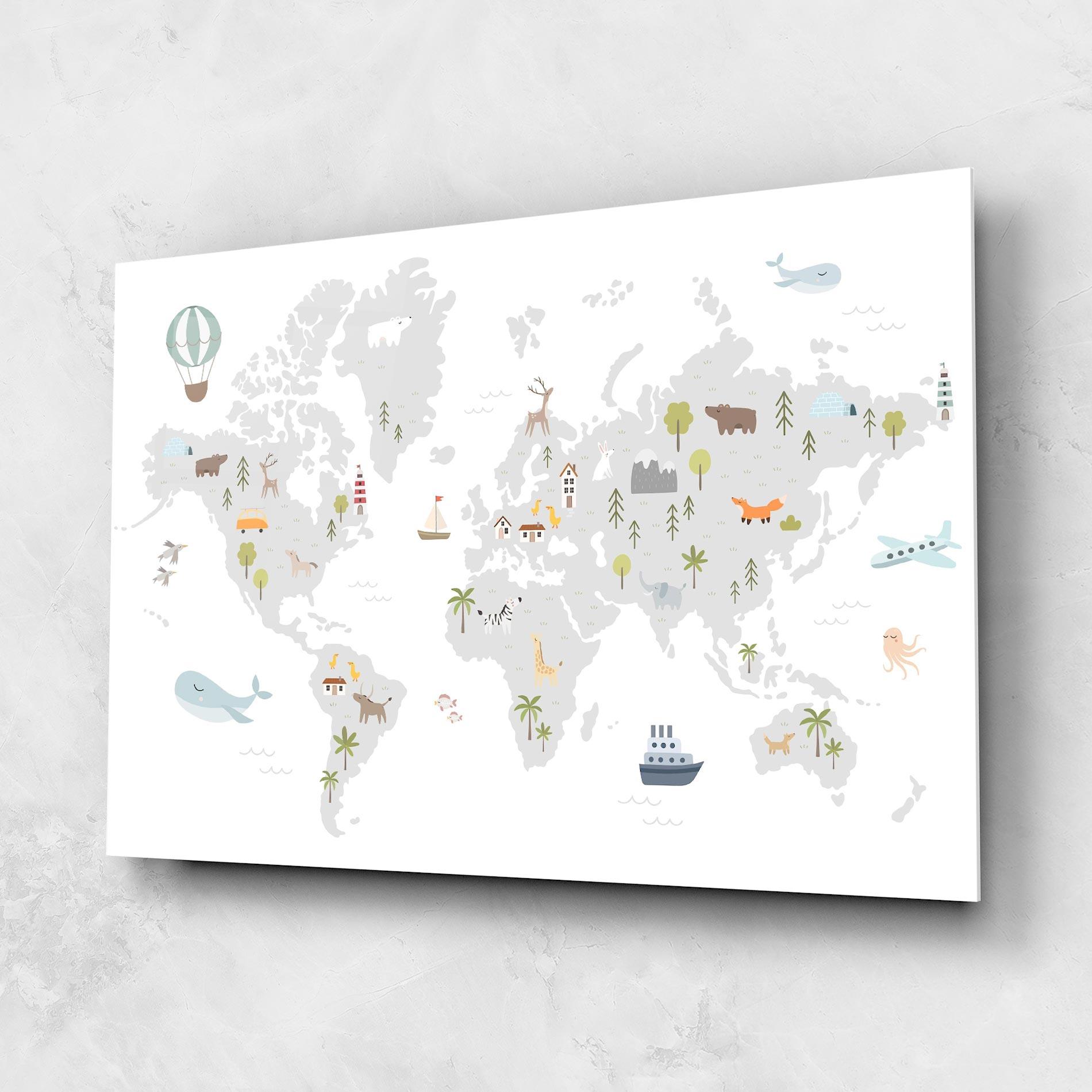 Obraz na Szkle Pretty Grey Map mockup 1