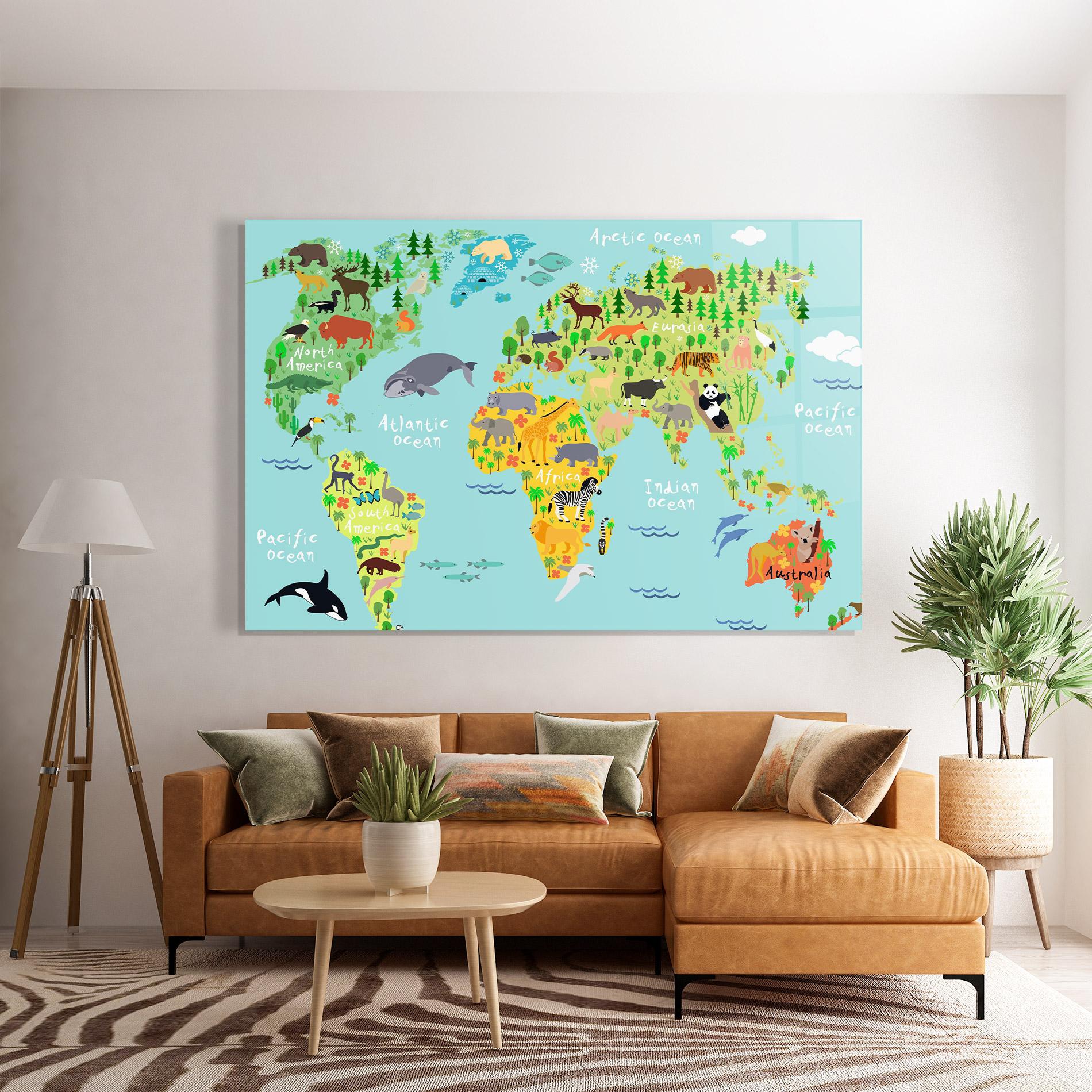Obraz na Szkle Animal World Map mockup 7