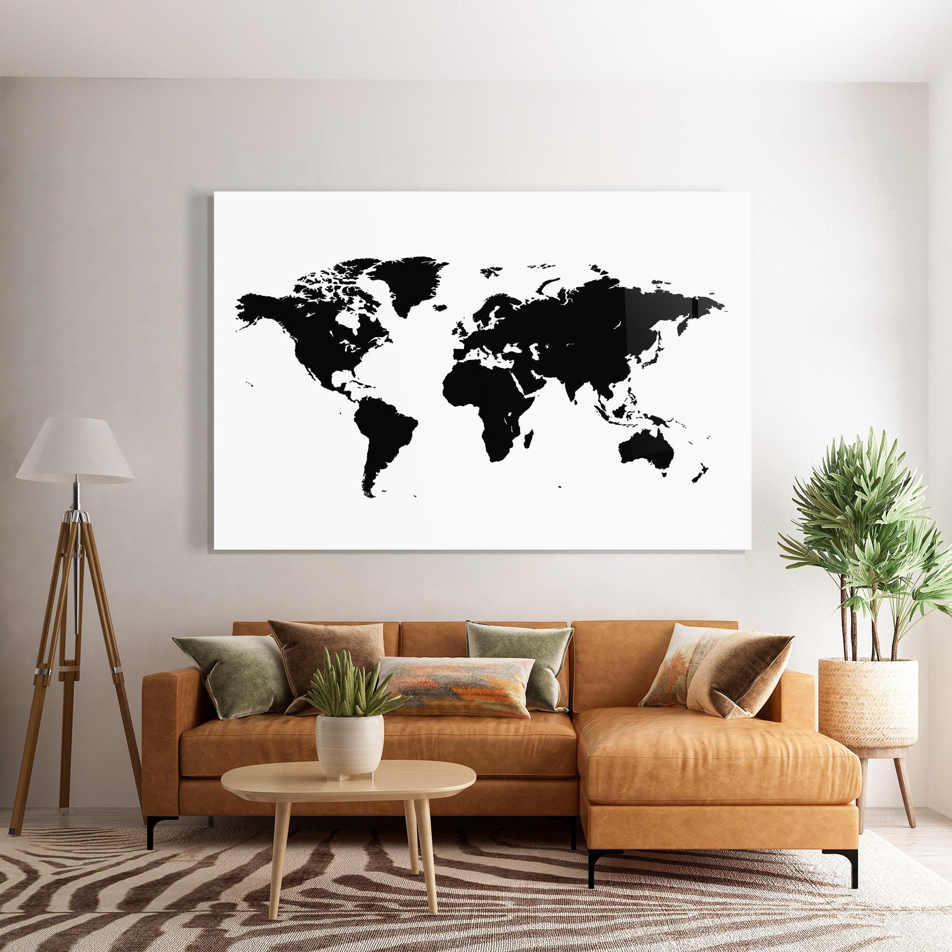 Obraz na Szkle Black World Map mockup 7
