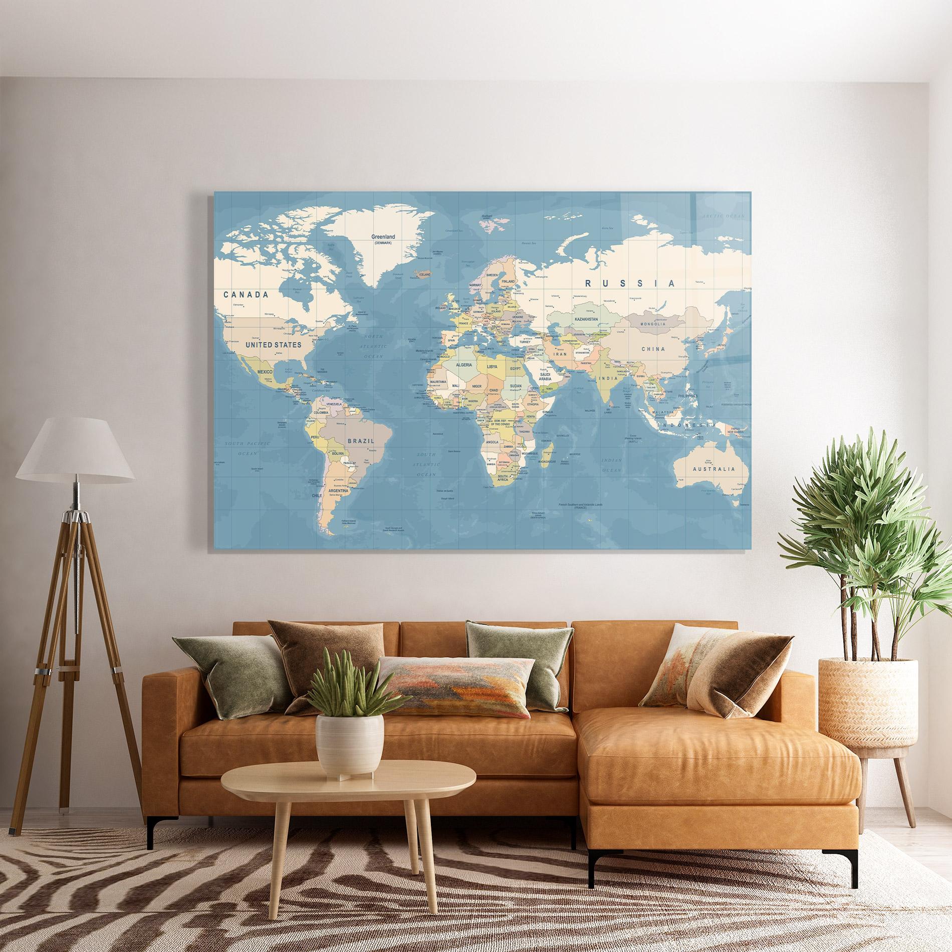 Obraz na Szkle Blue World Map mockup 7