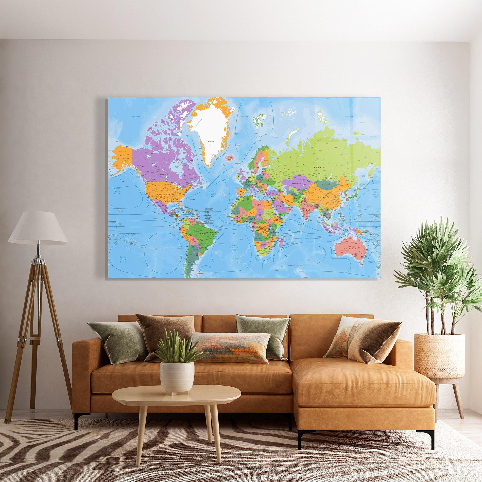 Obraz na Szkle Color World Map mockup 7
