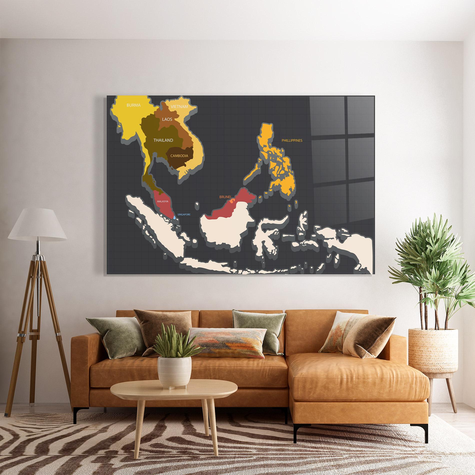 Obraz na Szkle Cream Map mockup 7