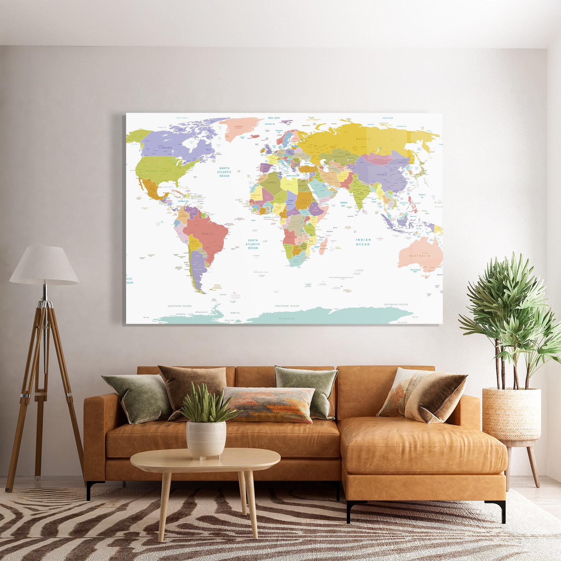 Obraz na Szkle World Colorful Map mockup 7